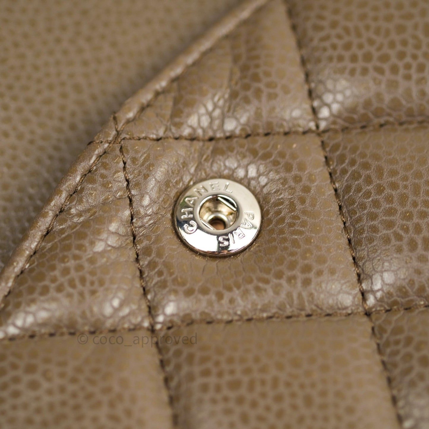 Chanel Double Flap Maxi Khaki Caviar Silver Hardware