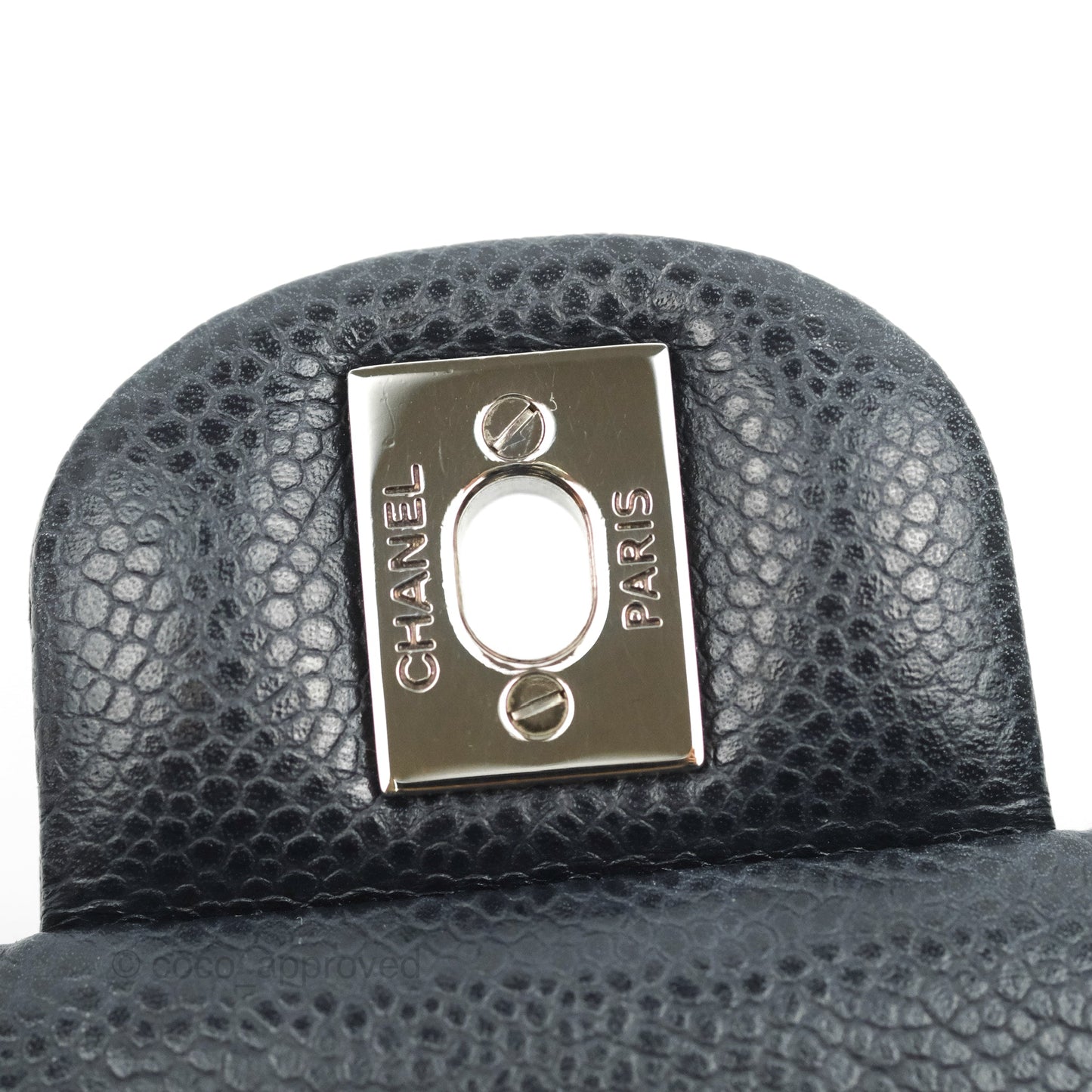 Chanel Quilted M/L Medium Double Flap Very Dark Navy Caviar Silver Hardware