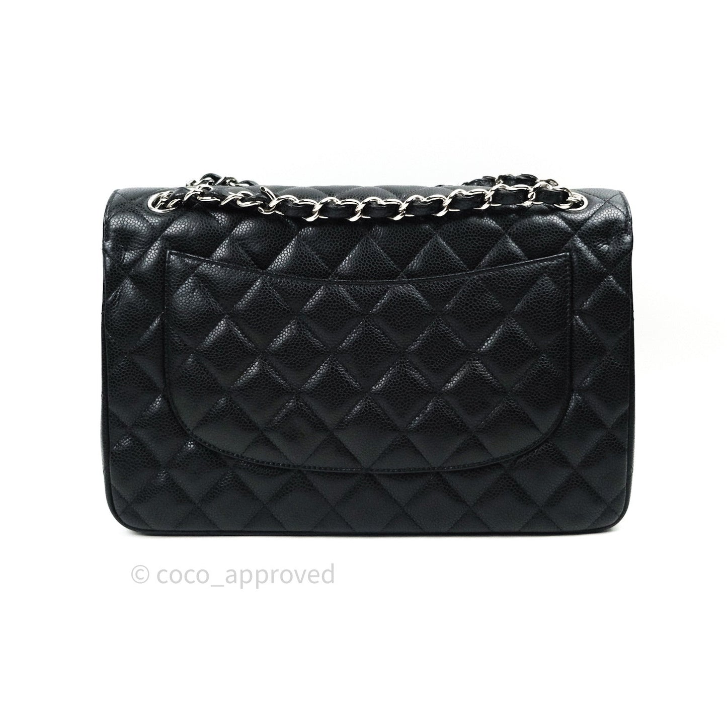 Chanel Classic Jumbo Double Flap Black Quilted Caviar Silver Hardware⁣⁣
