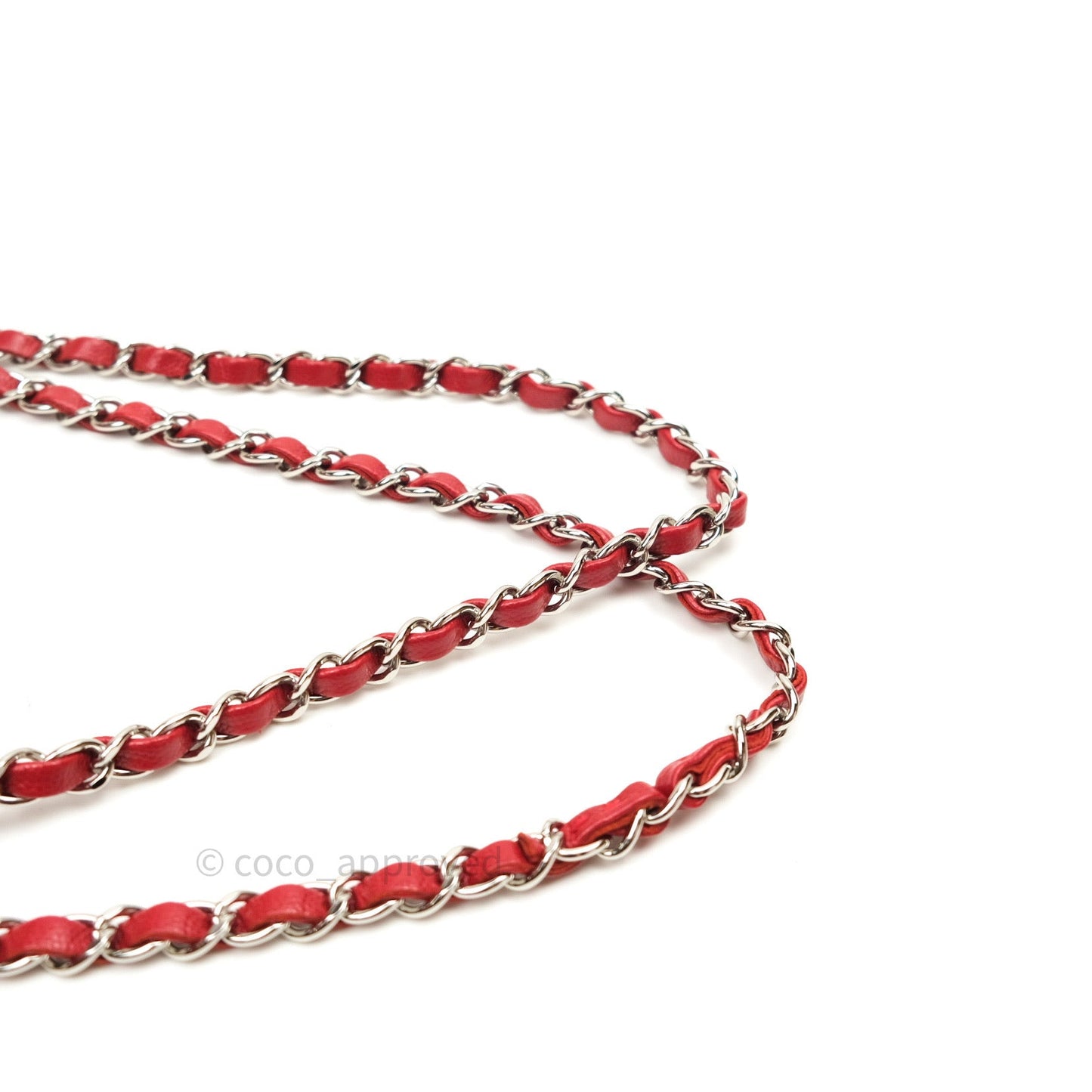 Chanel Quilted M/L Medium Double Flap Red Caviar Silver Hardware 16S