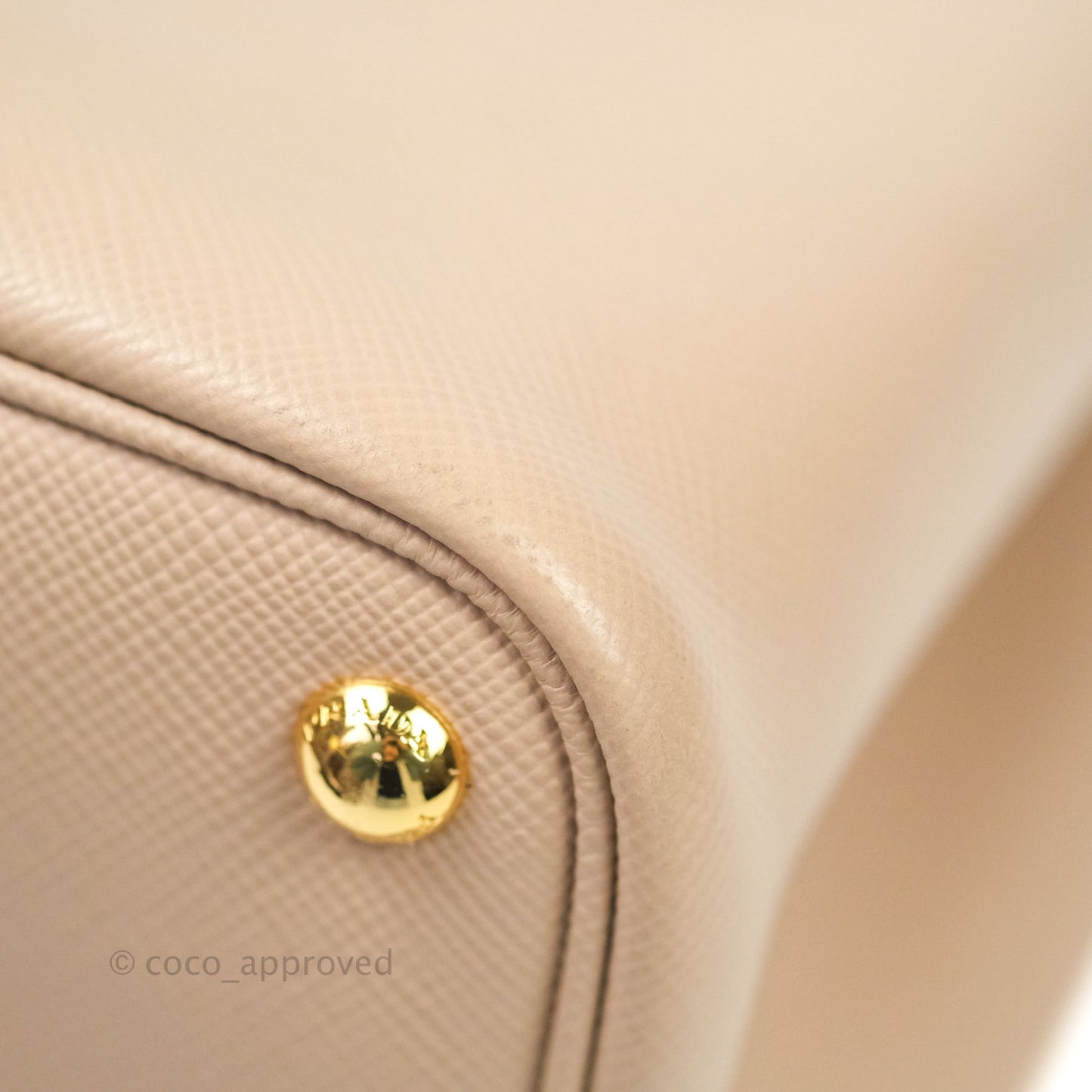 Prada Large Saffiano Cuir Double Prada Bag in Cameo/Rose Gold Hardware