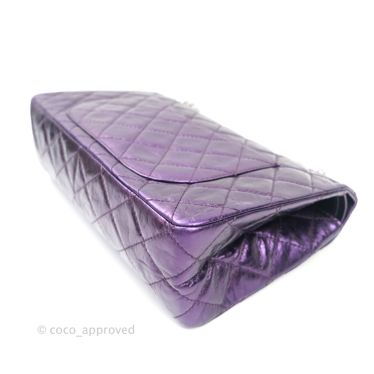 Chanel Reissue Quilted Glazed Calfskin Metallic Purple Silver Hardware 227