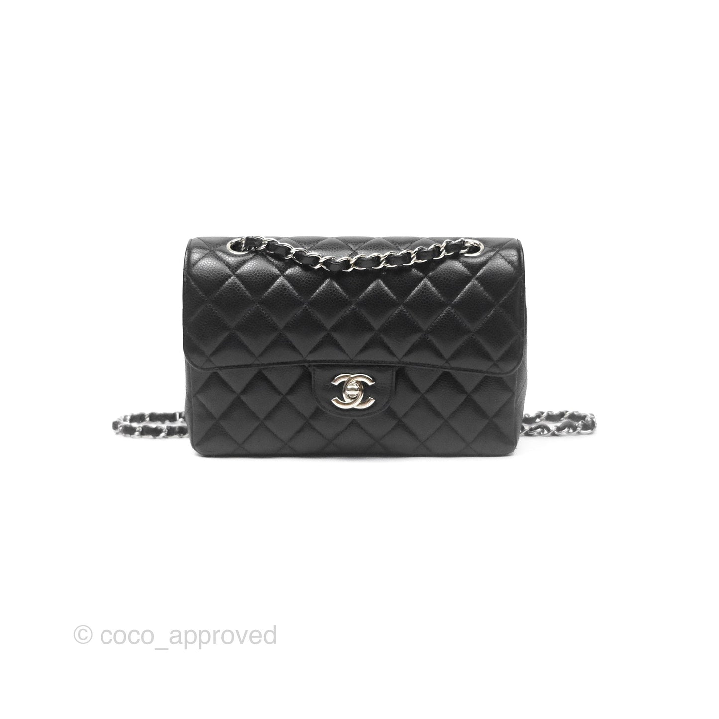Chanel Small Classic Flap Quilted Black Caviar Silver Hardware