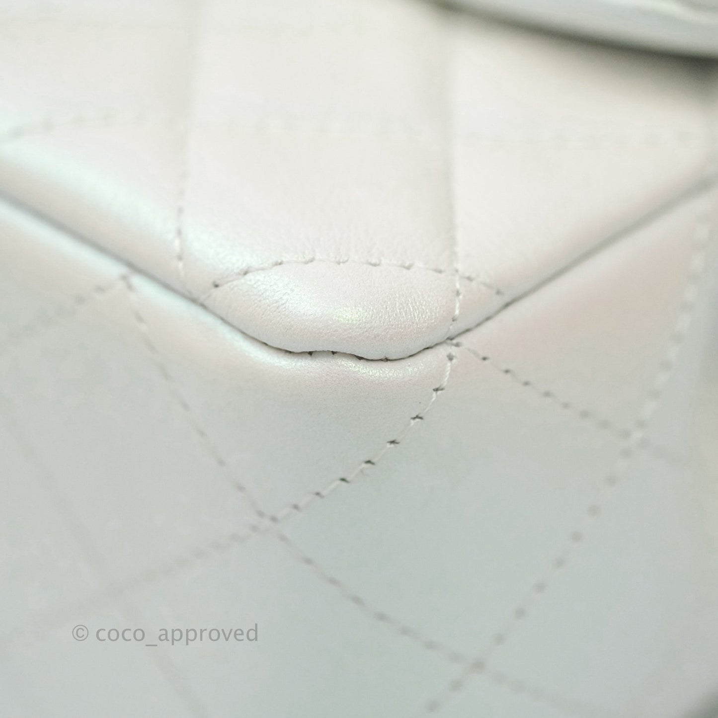 Chanel Quilted Mini Rectangular Lambskin Iridescent White Gold Hardware