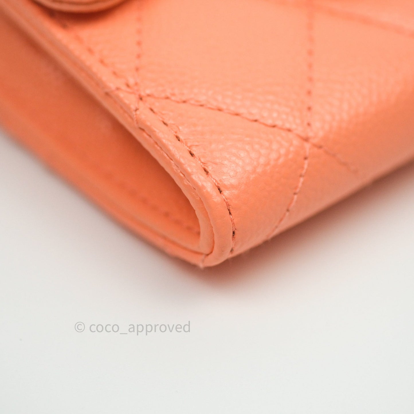 Chanel Mini Wallet With Chain Salmon Pink Caviar Silver Hardware