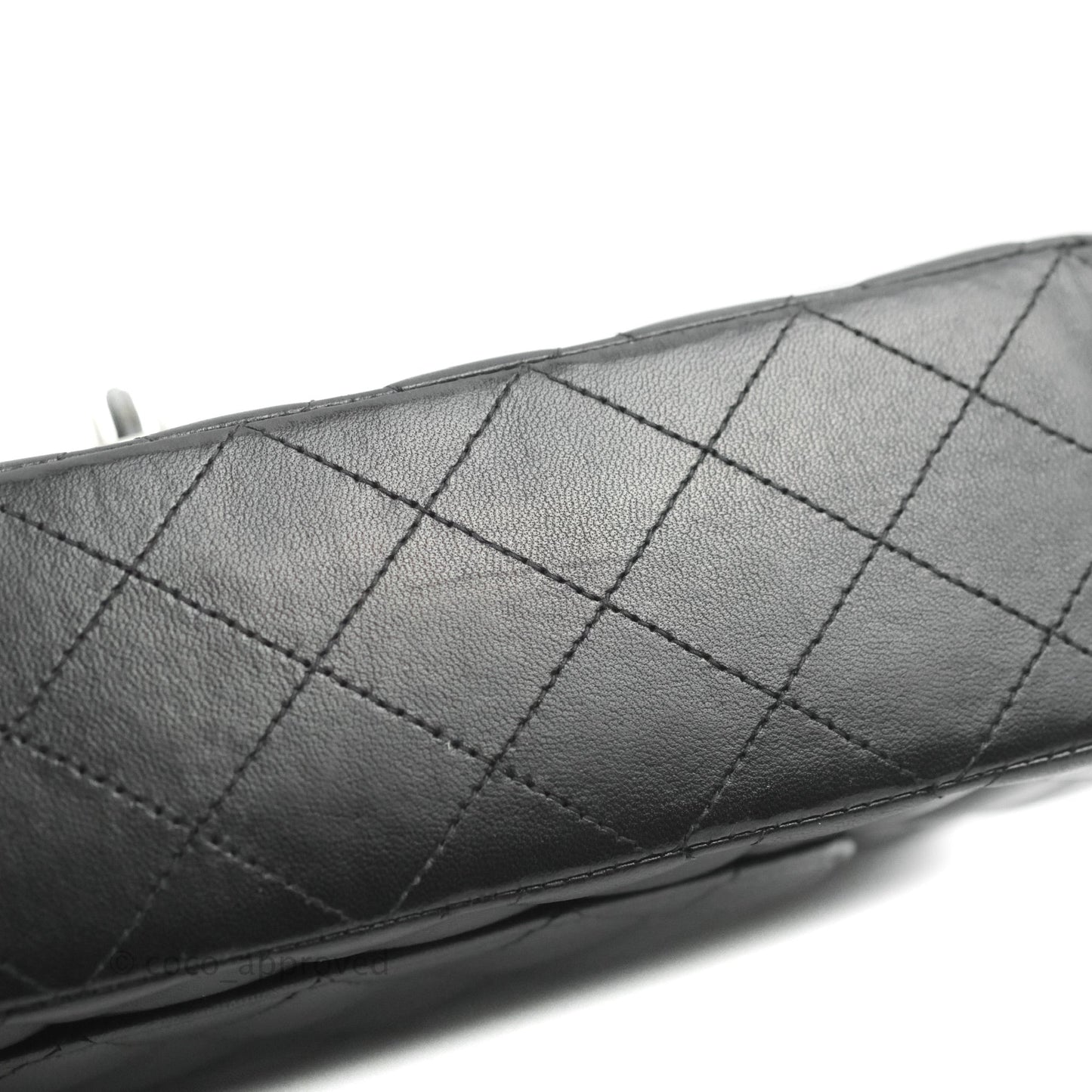 Chanel Classic M/L Medium Flap Quilted Black Lambskin Silver Hardware