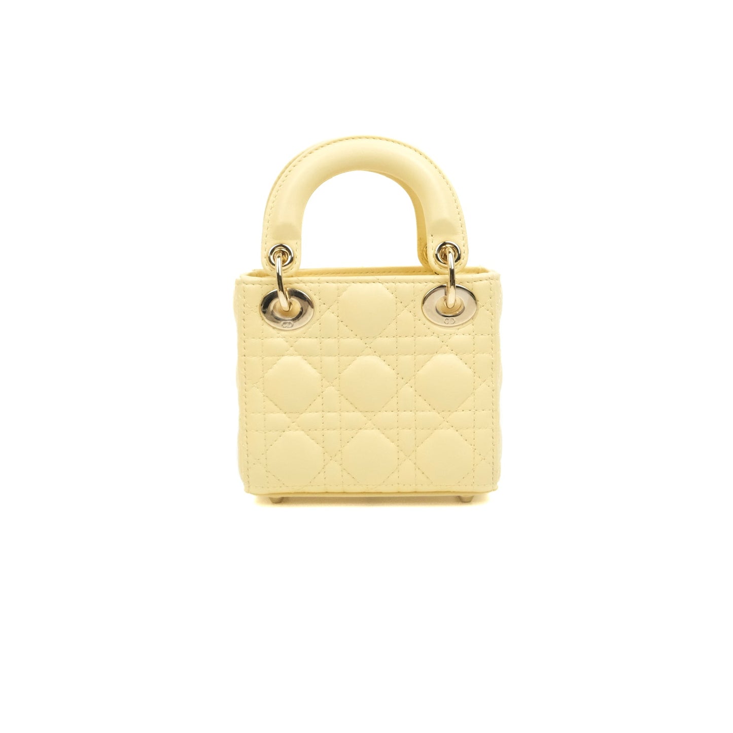 Christian Dior Micro Lady Dior Cannage Pale Yellow Lambskin Gold Hardware