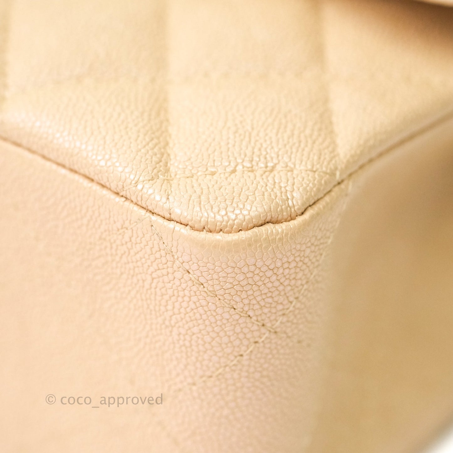 Chanel Classic M/L Medium Double Flap Iridescent Beige Caviar Gold Hardware 19S