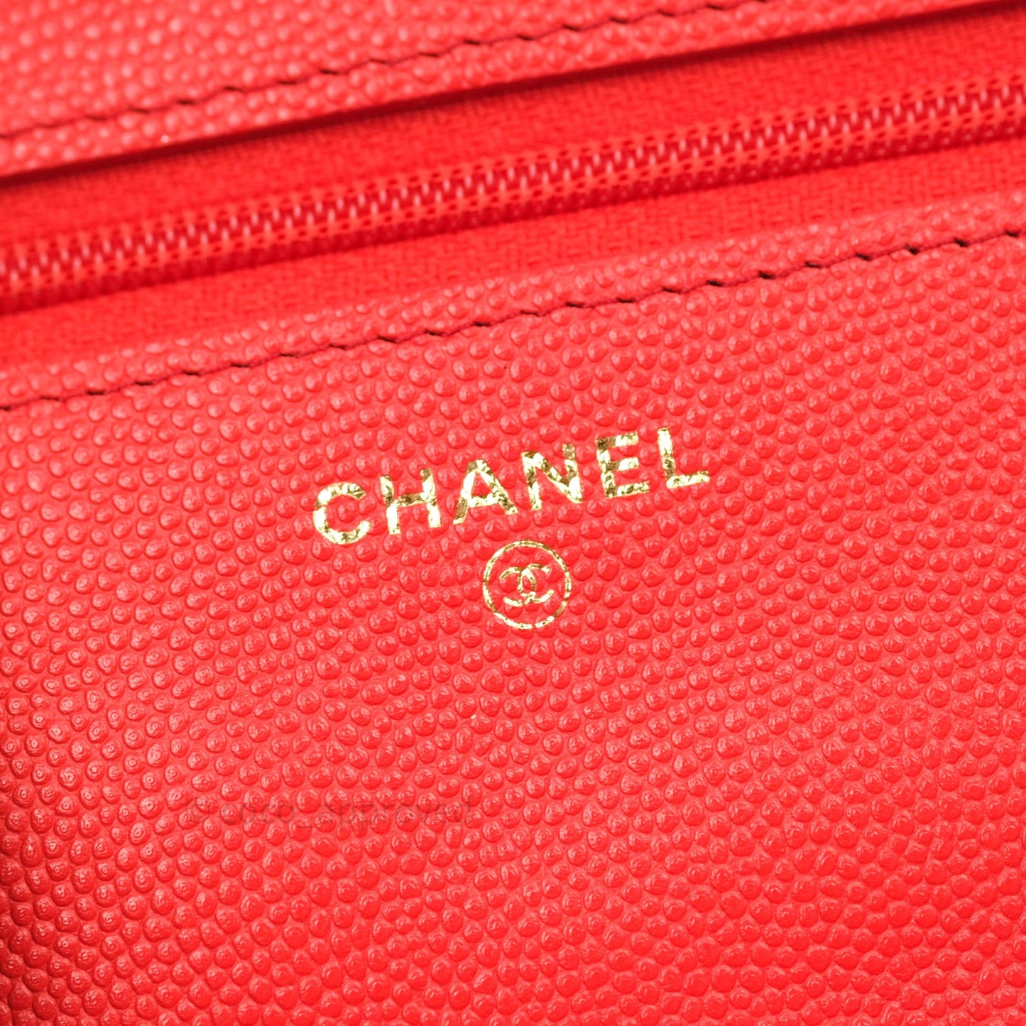 Chanel Quilted Wallet on Chain WOC Brick Red Caviar Gold Hardware