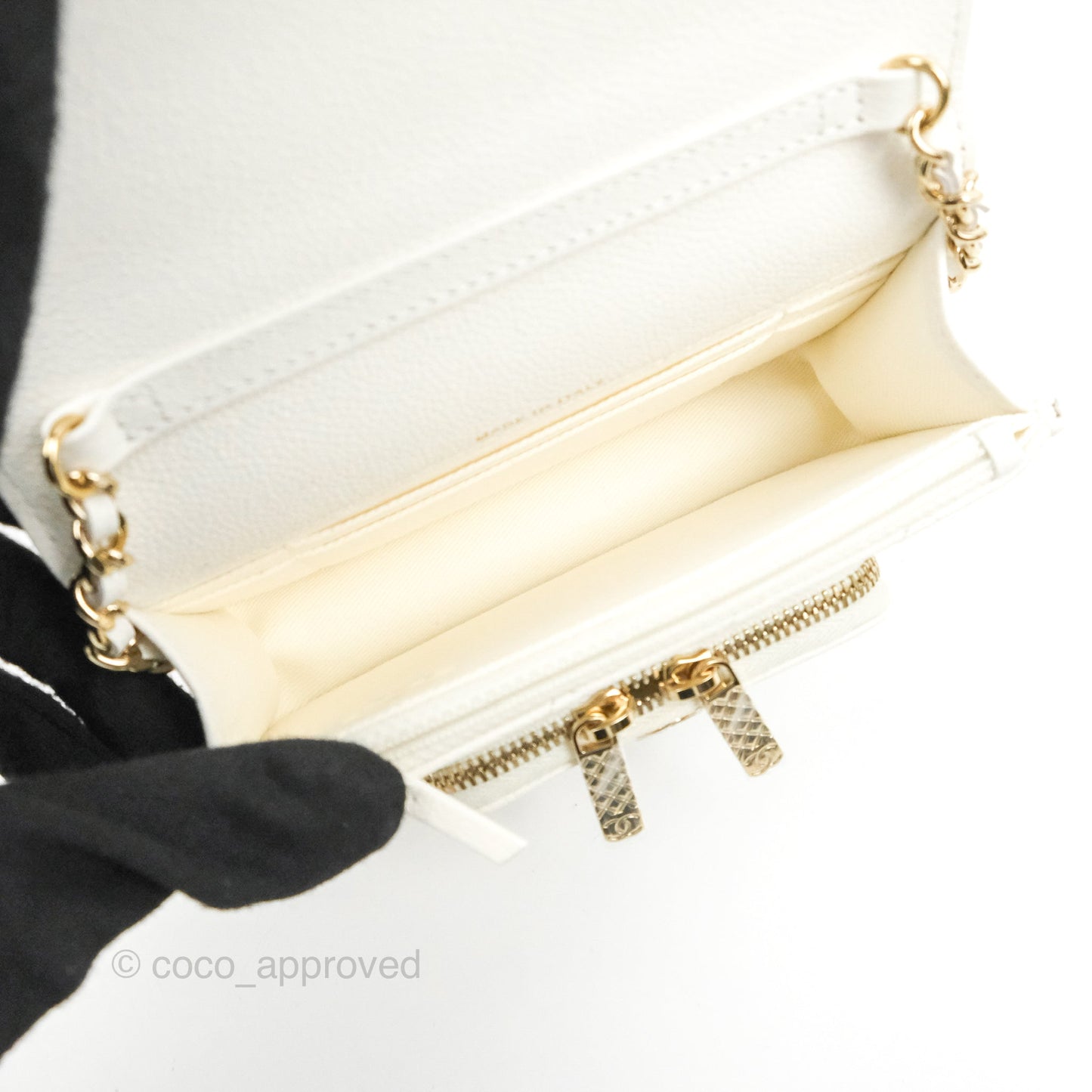 Chanel Business Affinity Clutch With Chain White Caviar Gold Hardware