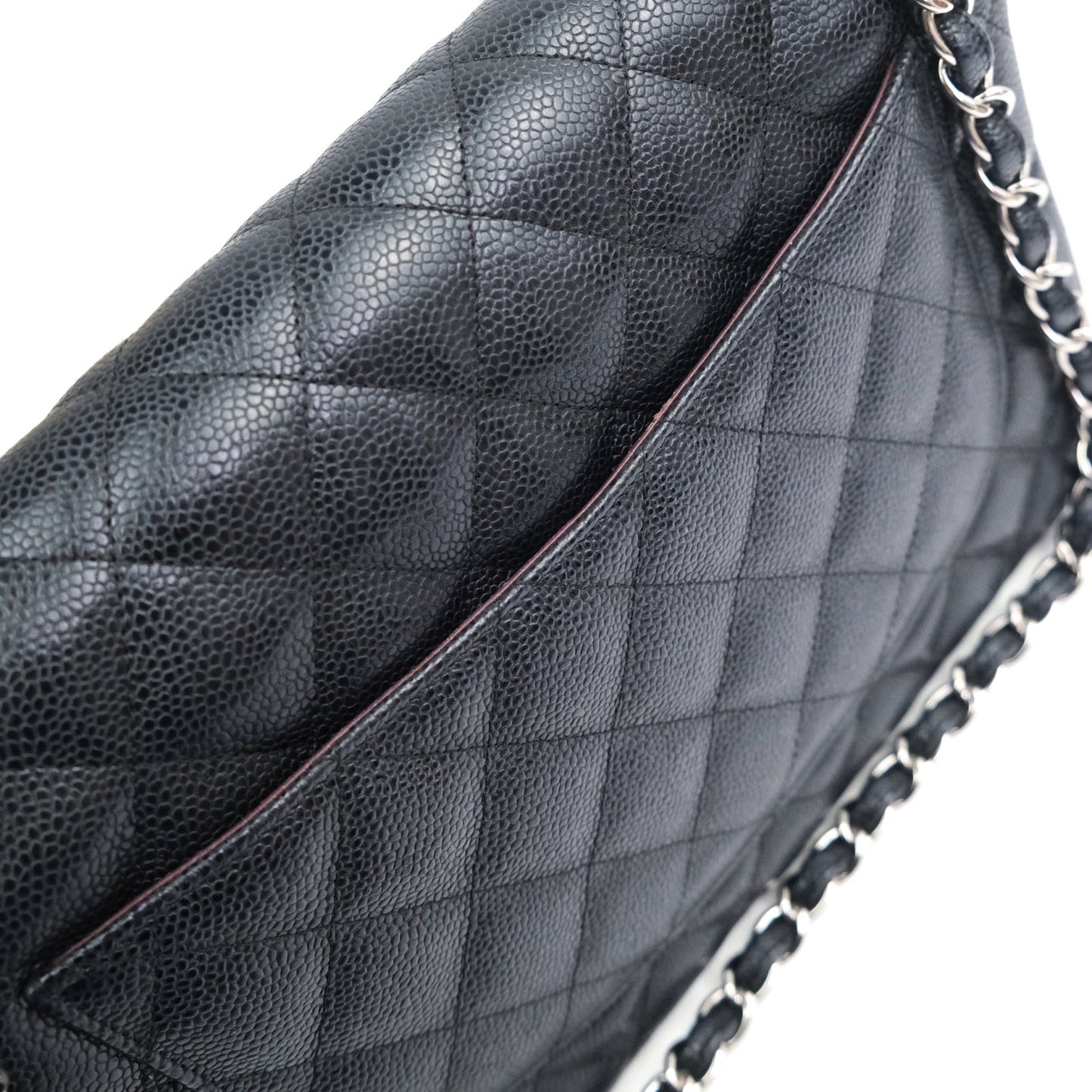 Chanel Caviar Quilted Jumbo Double Flap Black Silver Hardware