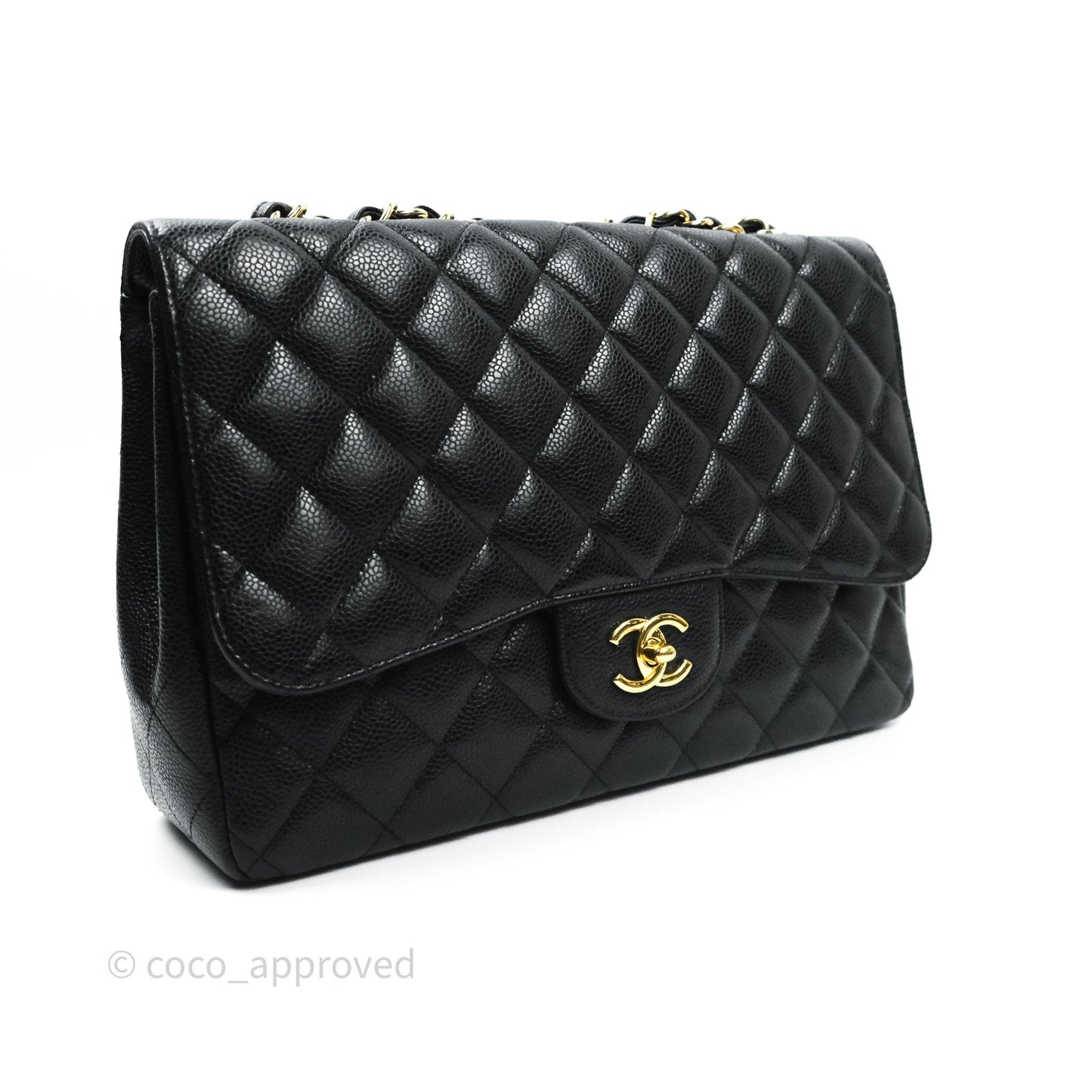 Chanel Jumbo Single Flap Black Caviar Gold Hardware⁣⁣