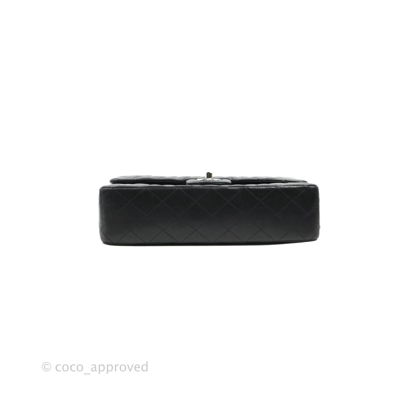 Chanel Classic M/L Medium Flap Quilted Black Lambskin Silver Hardware