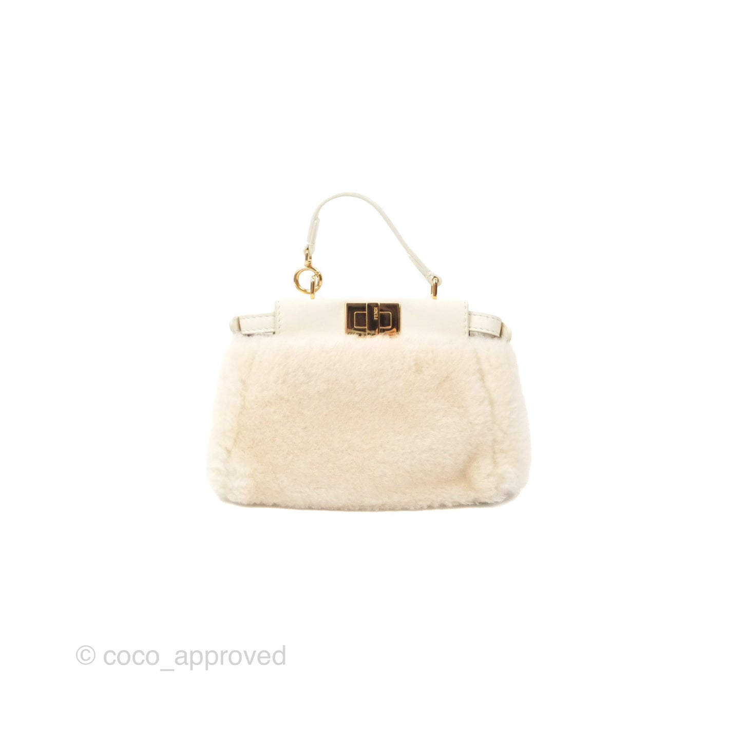 Fendi Micro Peekaboo Bag White Shearling Gold Hardware
