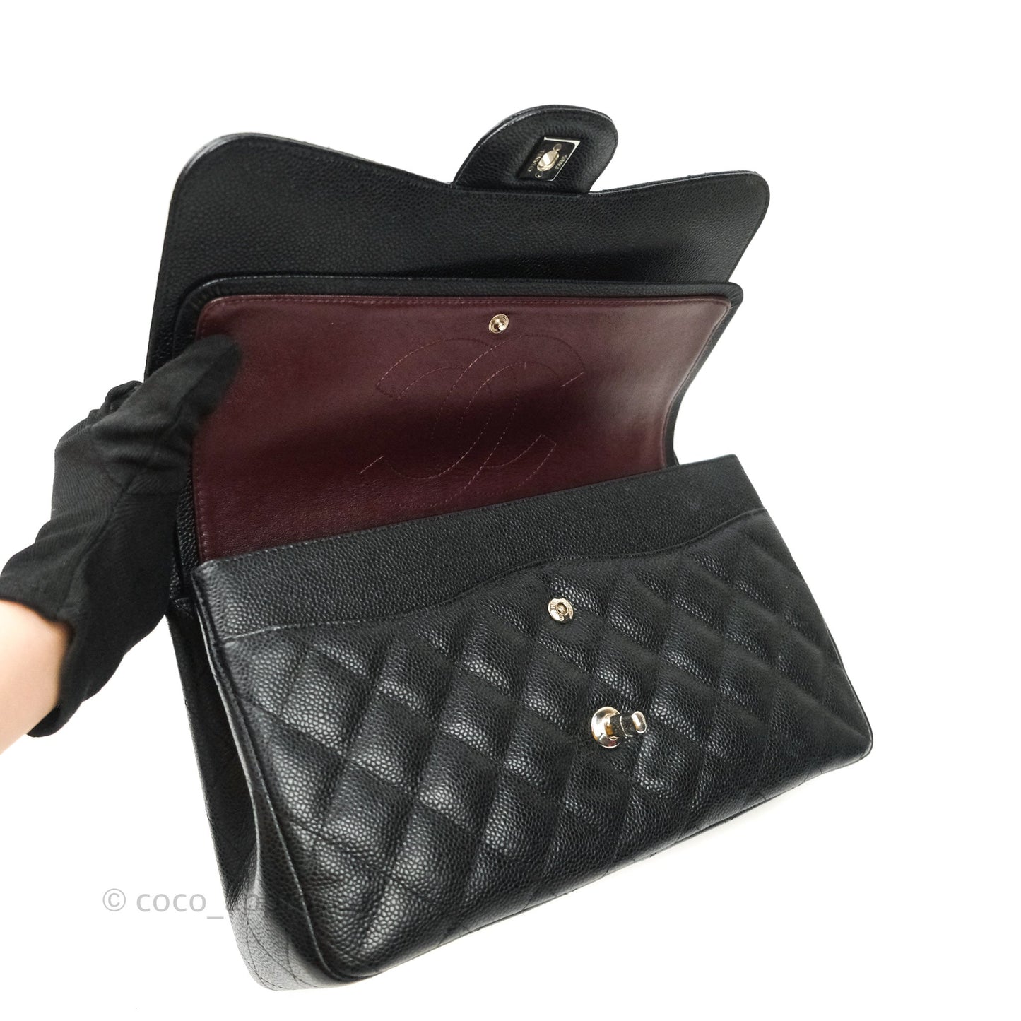 Chanel Jumbo Double Flap Black Caviar Silver Hardware⁣⁣