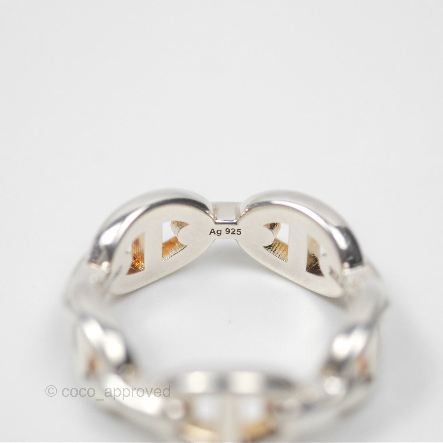 Hermès Sterling Silver PM Chaine d'Ancre Enchainee Band Ring SIze 53