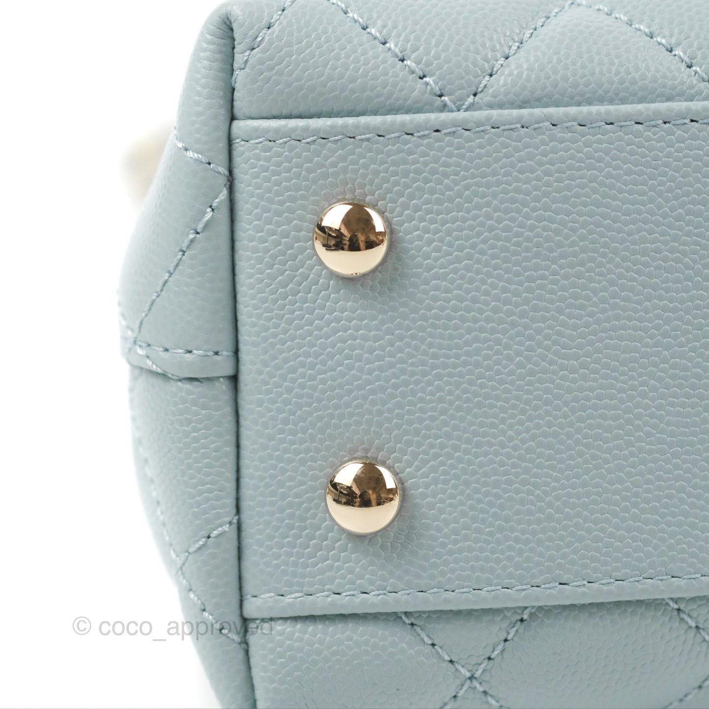 Chanel Small Coco Handle Blue Caviar Gold Hardware
