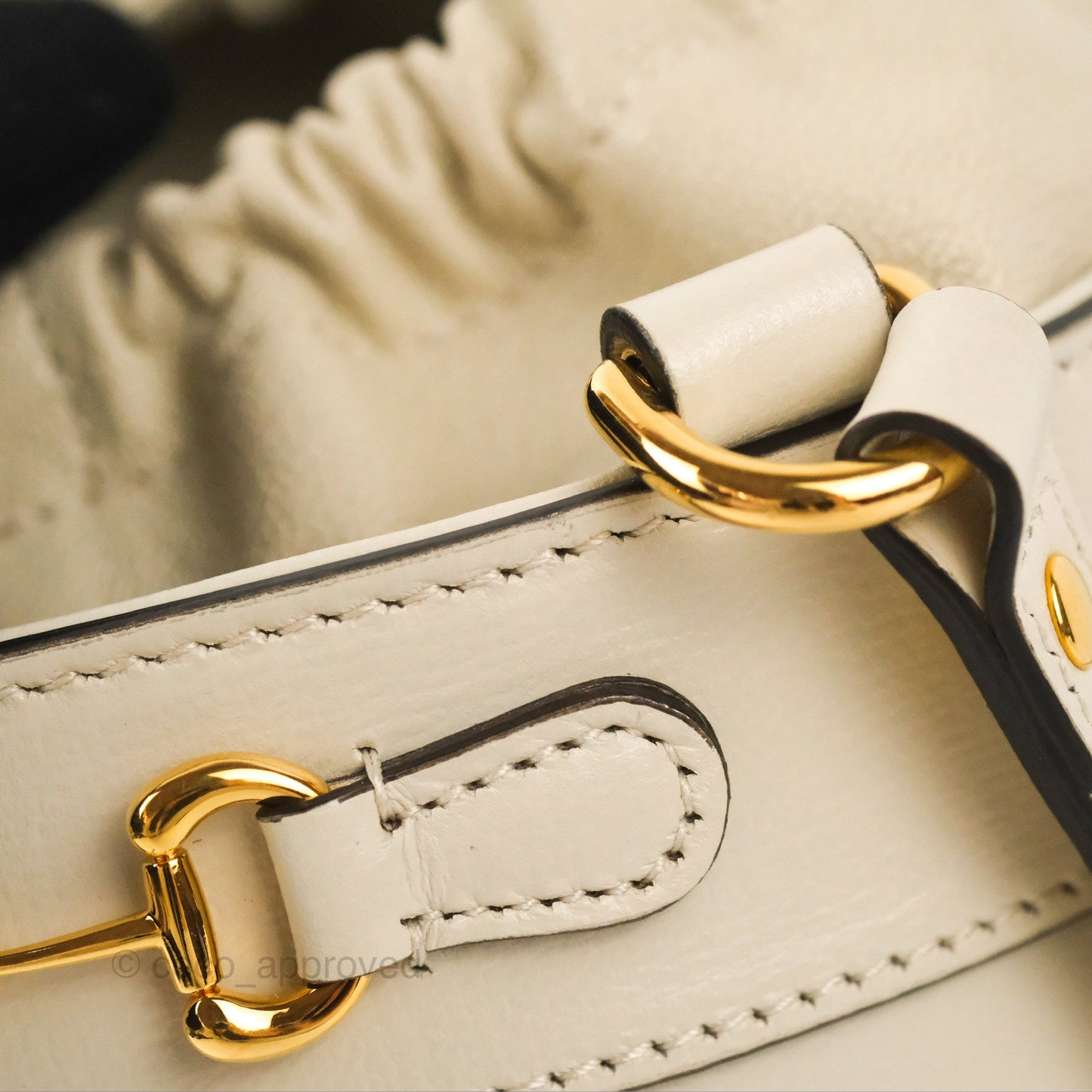 Gucci Horsebit 1955 Small Bucket Bag Cream