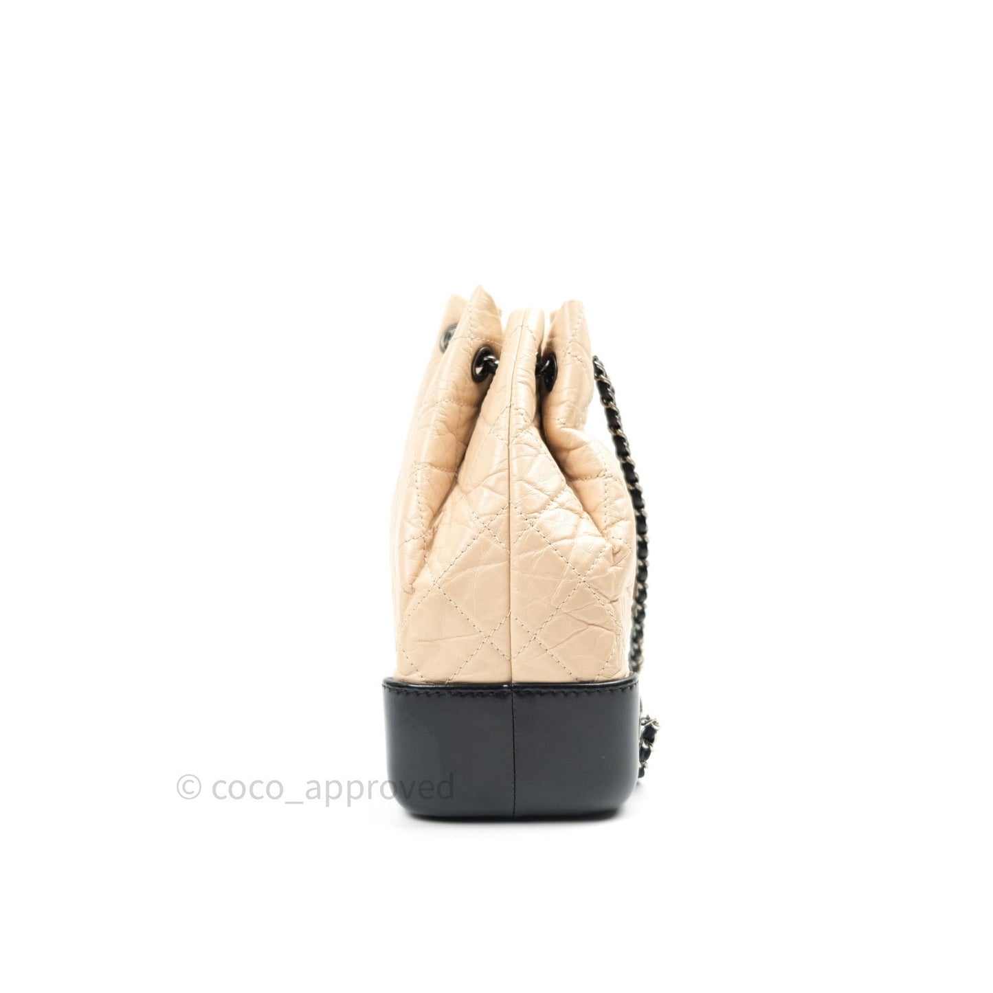 Chanel Gabrielle Backpack Black Aged Calfskin Small Beige Black