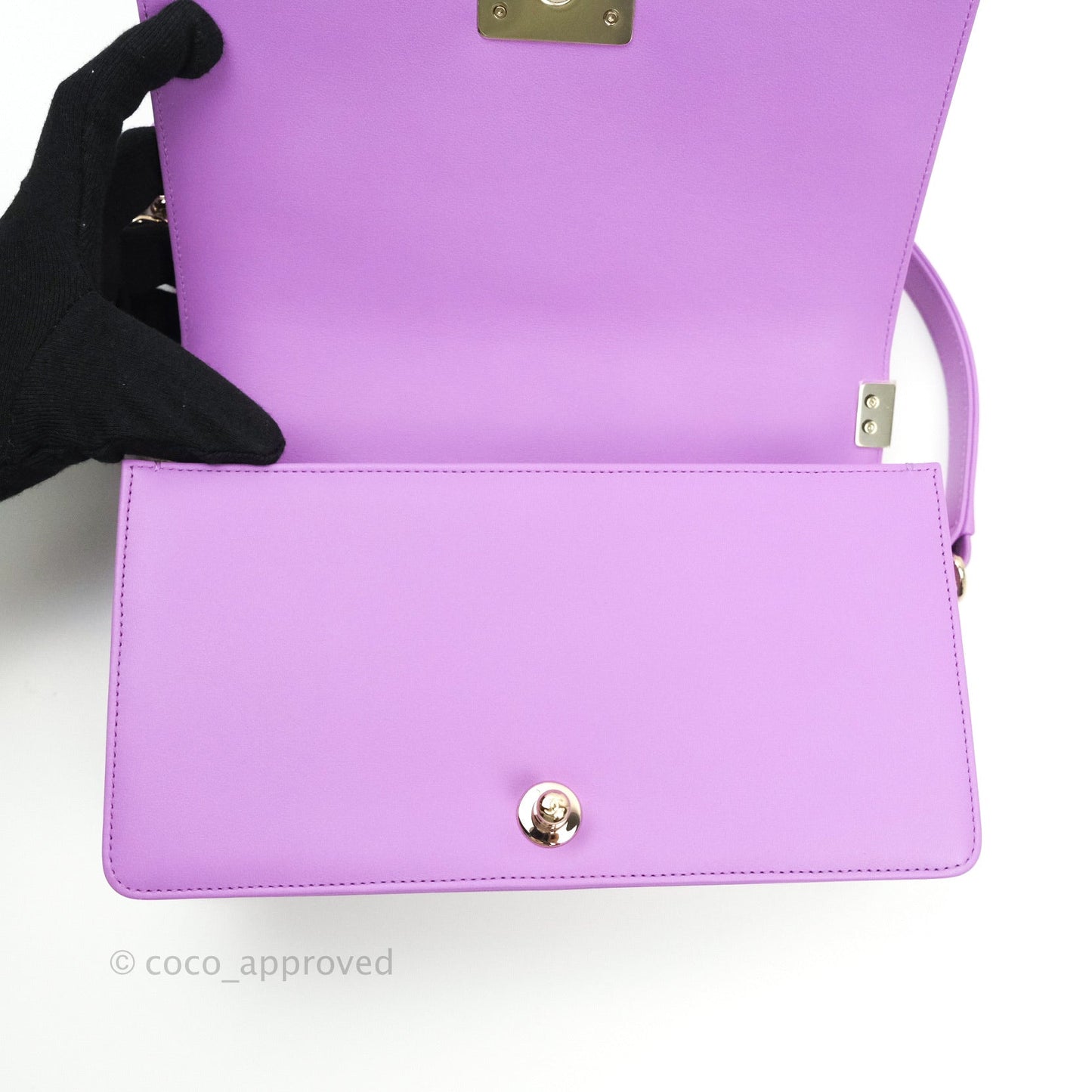 Chanel Boy Chevron Medium Purple Calfskin Gold Hardware