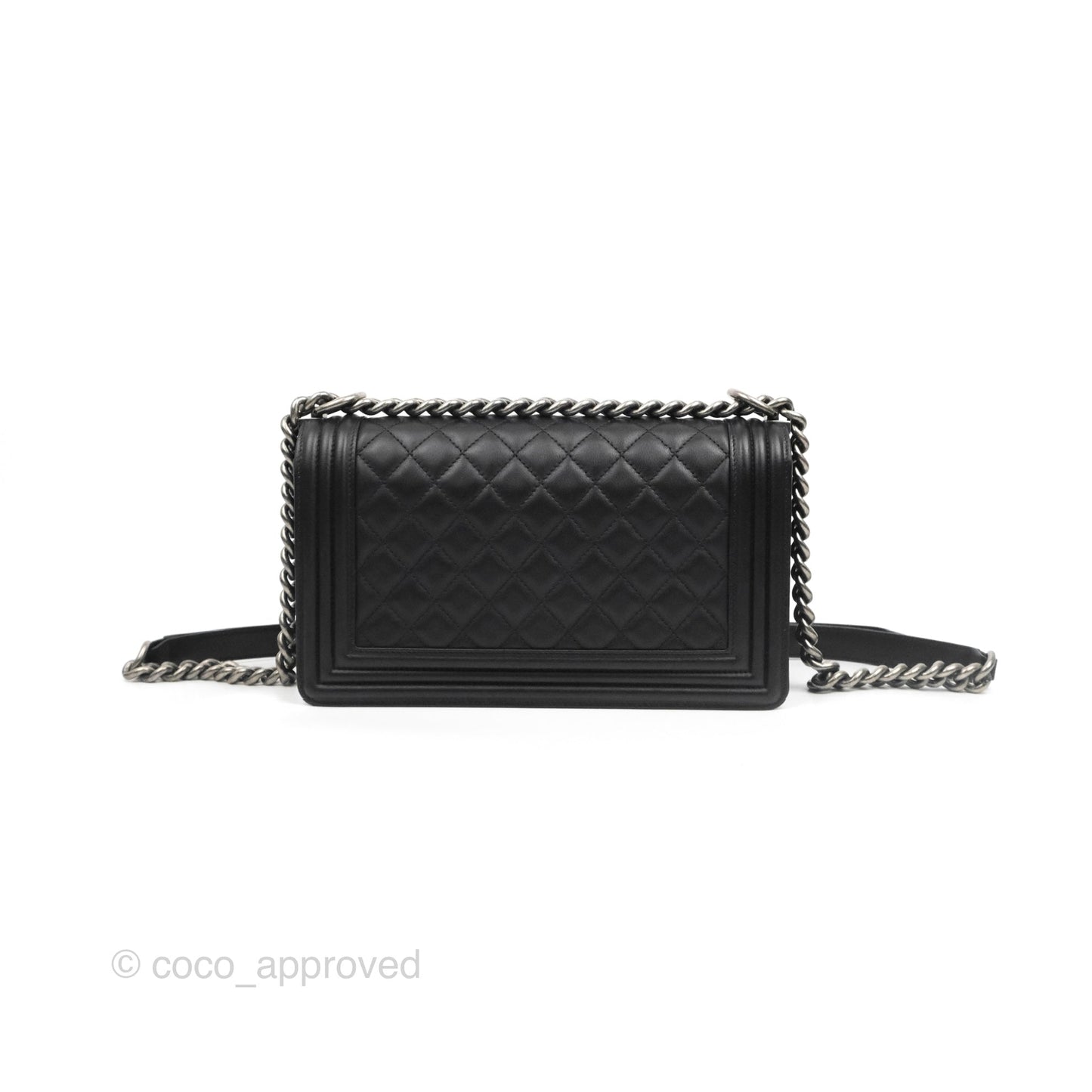 Chanel Quilted Medium Boy Black Calfskin Ruthenium Hardware