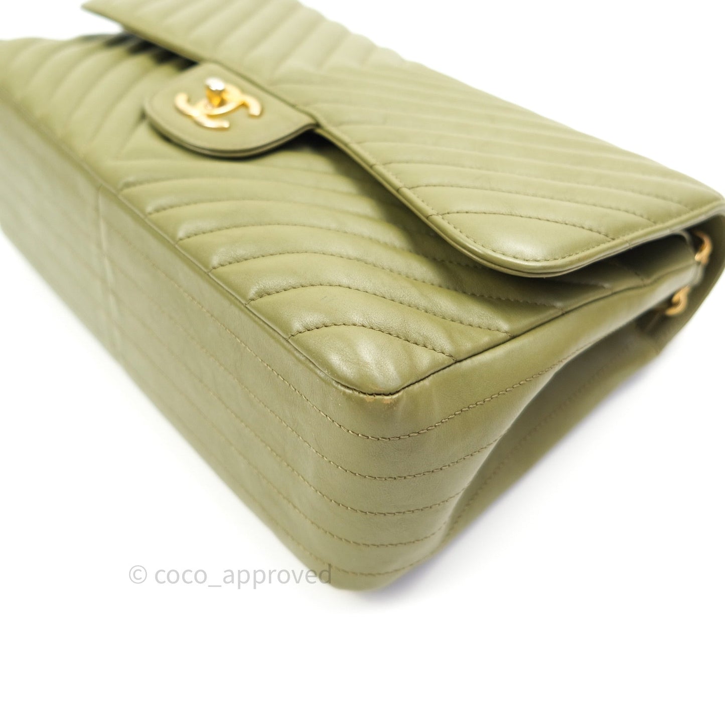 Chanel Jumbo Double Flap Khaki Calfskin Gold Hardware⁣⁣ 17C