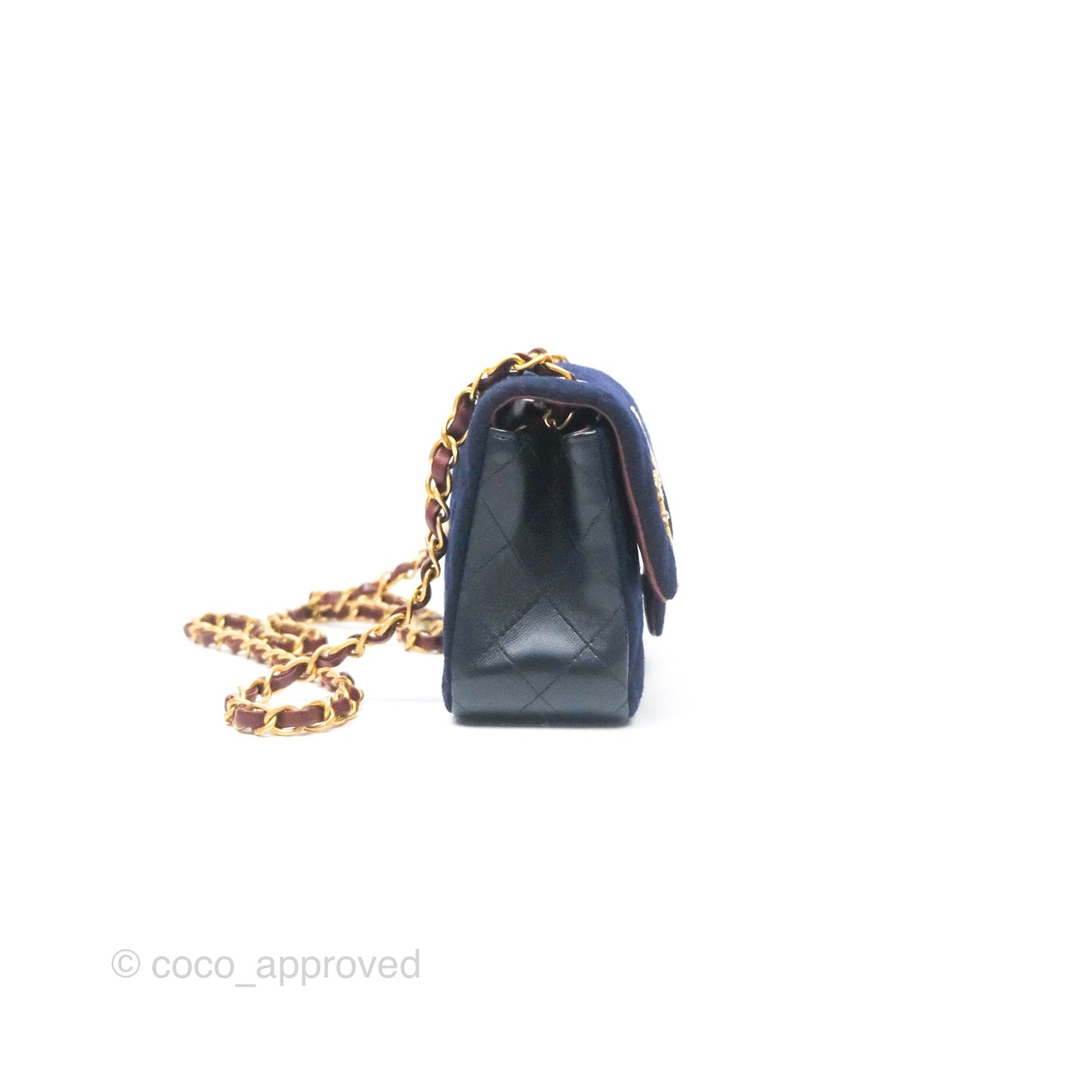 Chanel Paris Hamburg Charms Mini Rectangular Flap Navy Wool Lambskin
