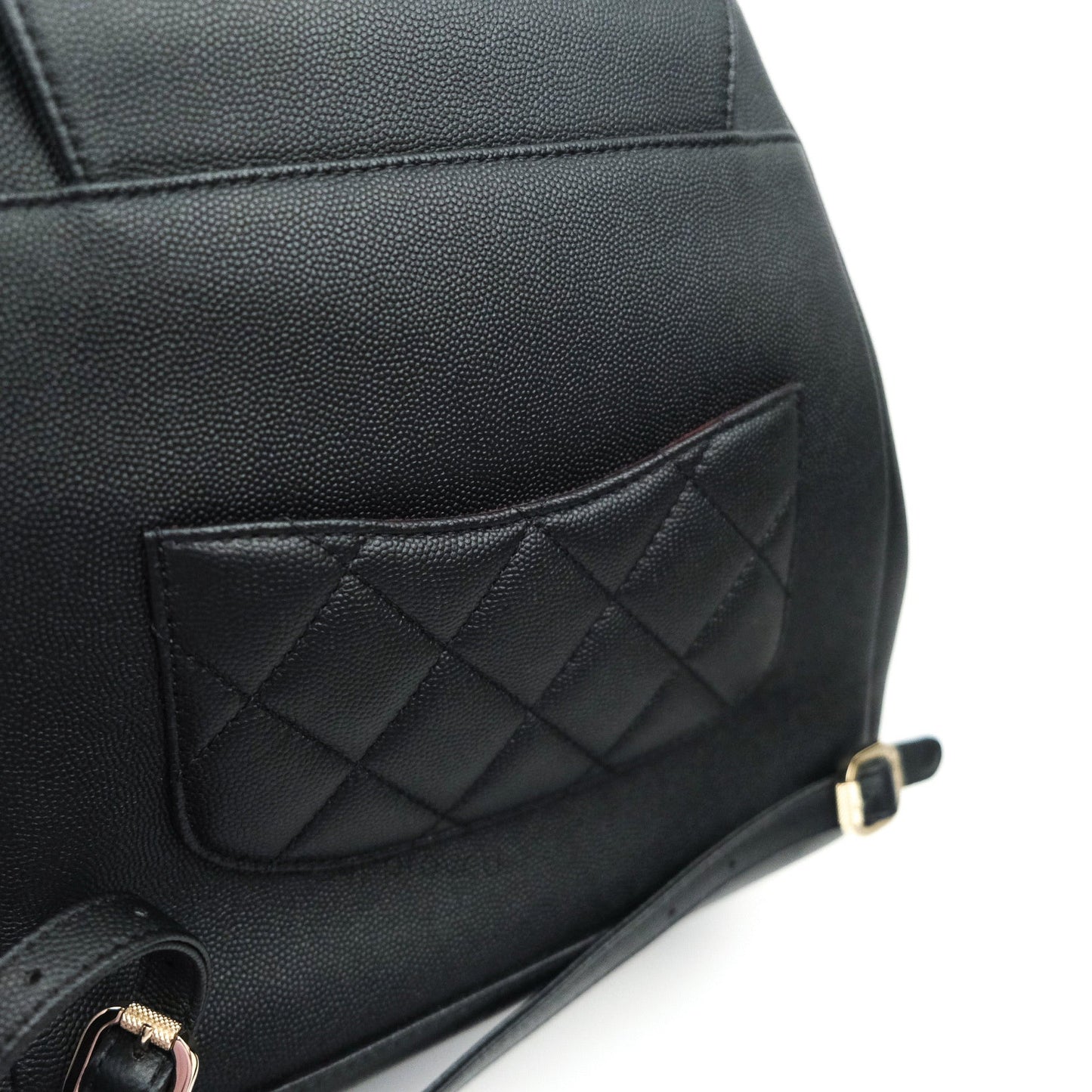 Chanel Quilted Business Affinity Backpack Black Caviar Light Gold Hardware