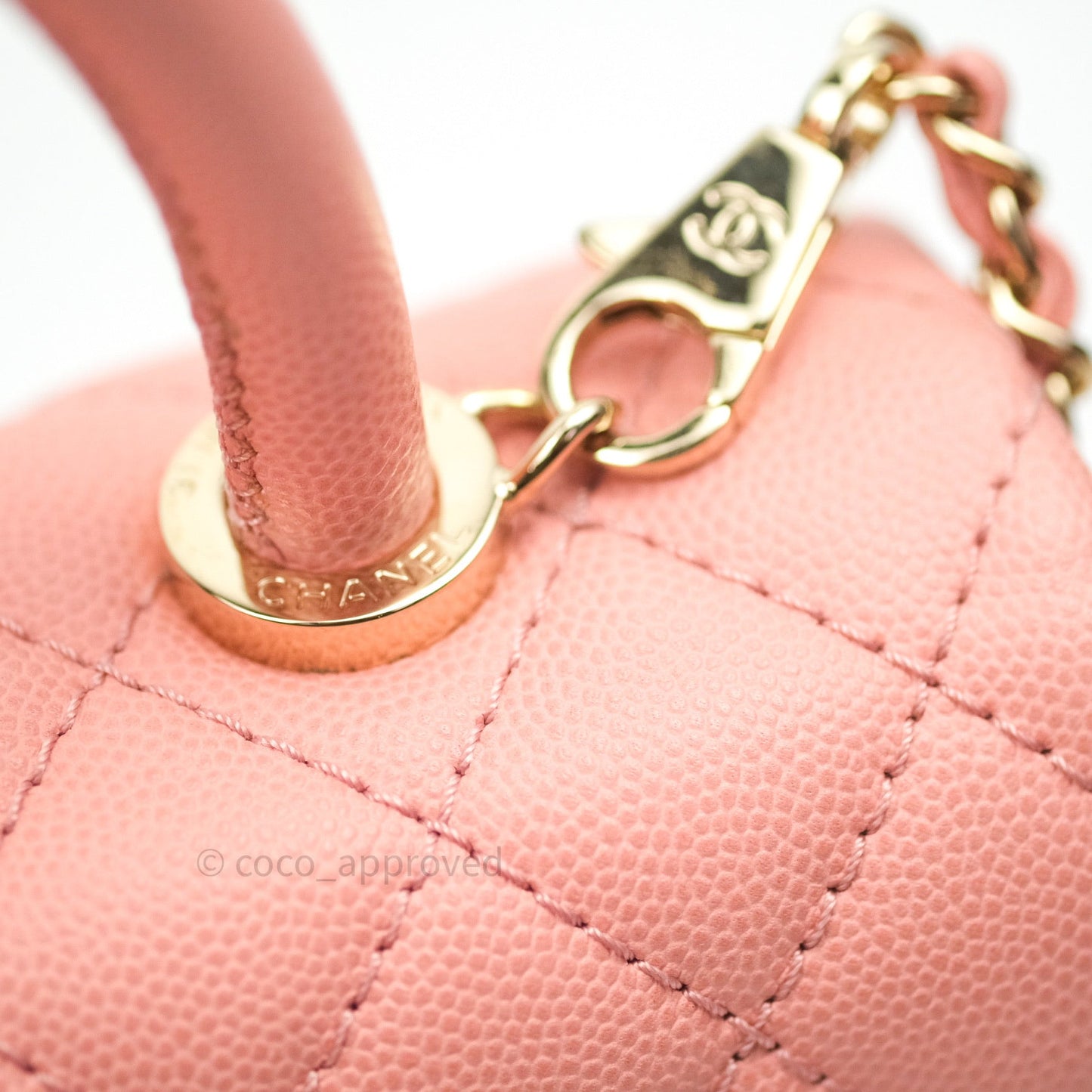Chanel Mini Coco Handle Pink Caviar Quilted Gold Hardware