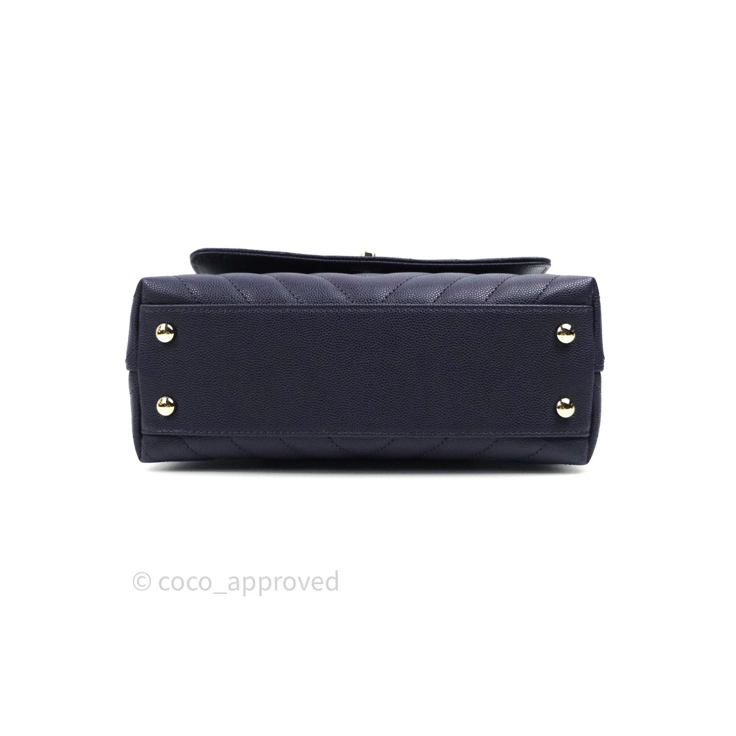 Chanel Mini Coco Handle Chevron Purple Caviar Quilted Gold Hardware