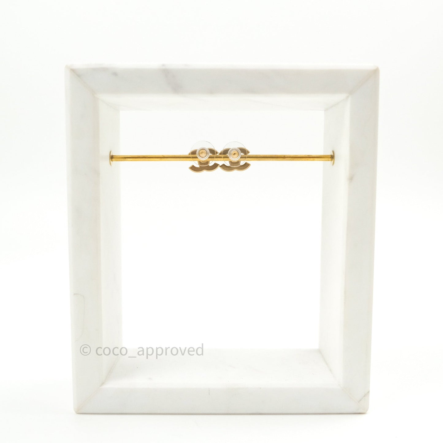 Chanel Crystal CC Earrings Gold Tone