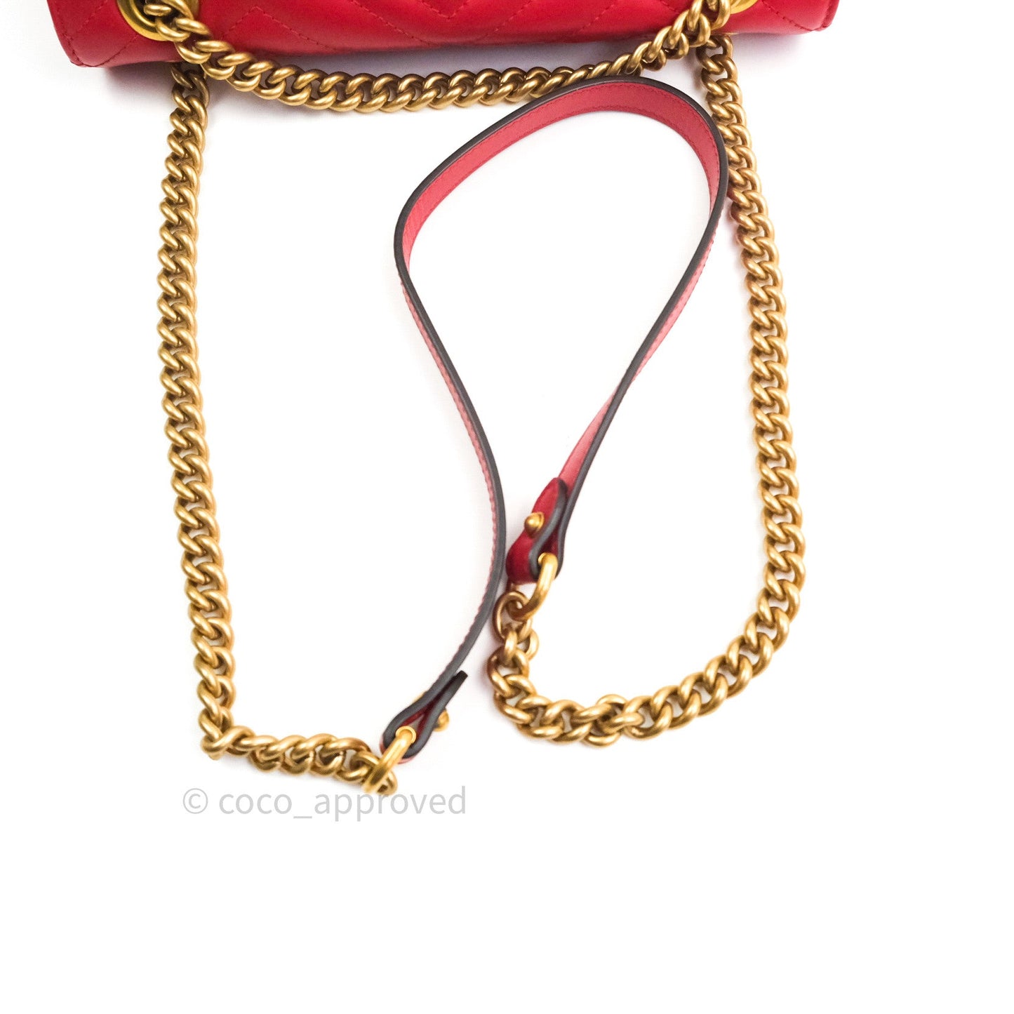 Gucci Small Marmont Red Calfskin Gold Hardware