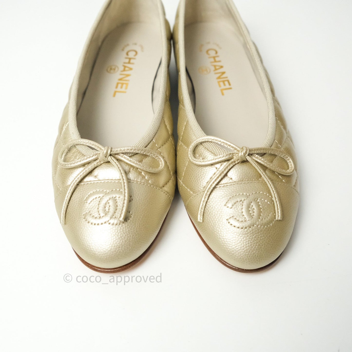 Chanel Ballerina CC Caviar Light Gold Size 36