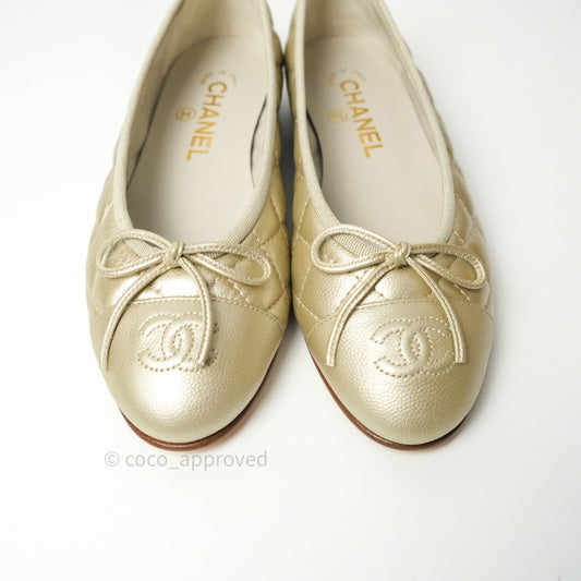 Chanel Ballerina CC Caviar Light Gold Size 36