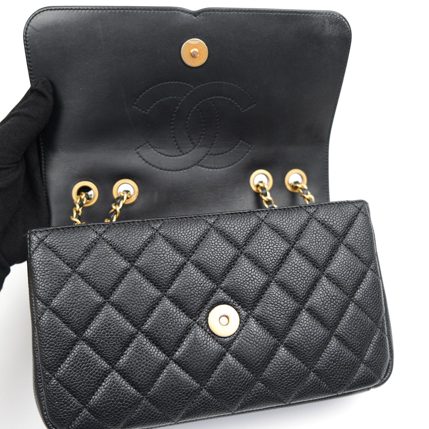Chanel Quilted Small CC Filigree Flap Black Caviar