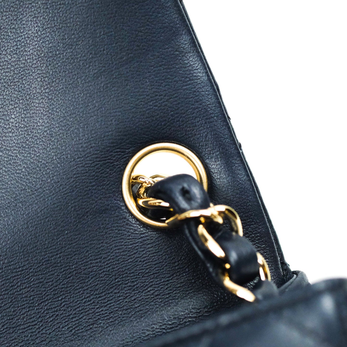 Chanel Mini Square Navy Lambskin Gold Hardware