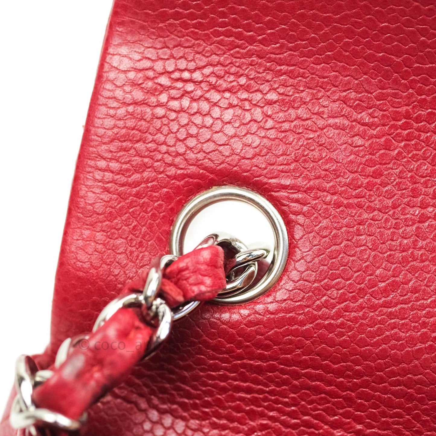 Chanel Quilted Mini Rectangular Red Caviar Silver Hardware