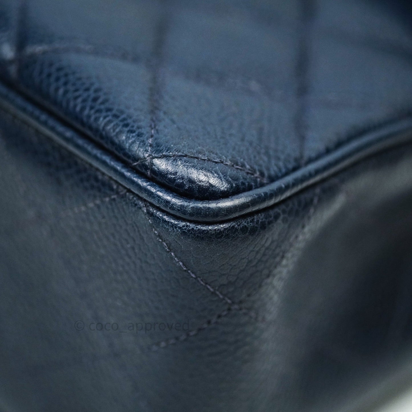 Chanel Vintage XL Jumbo Single Flap Navy Caviar 24K Gold Hardware