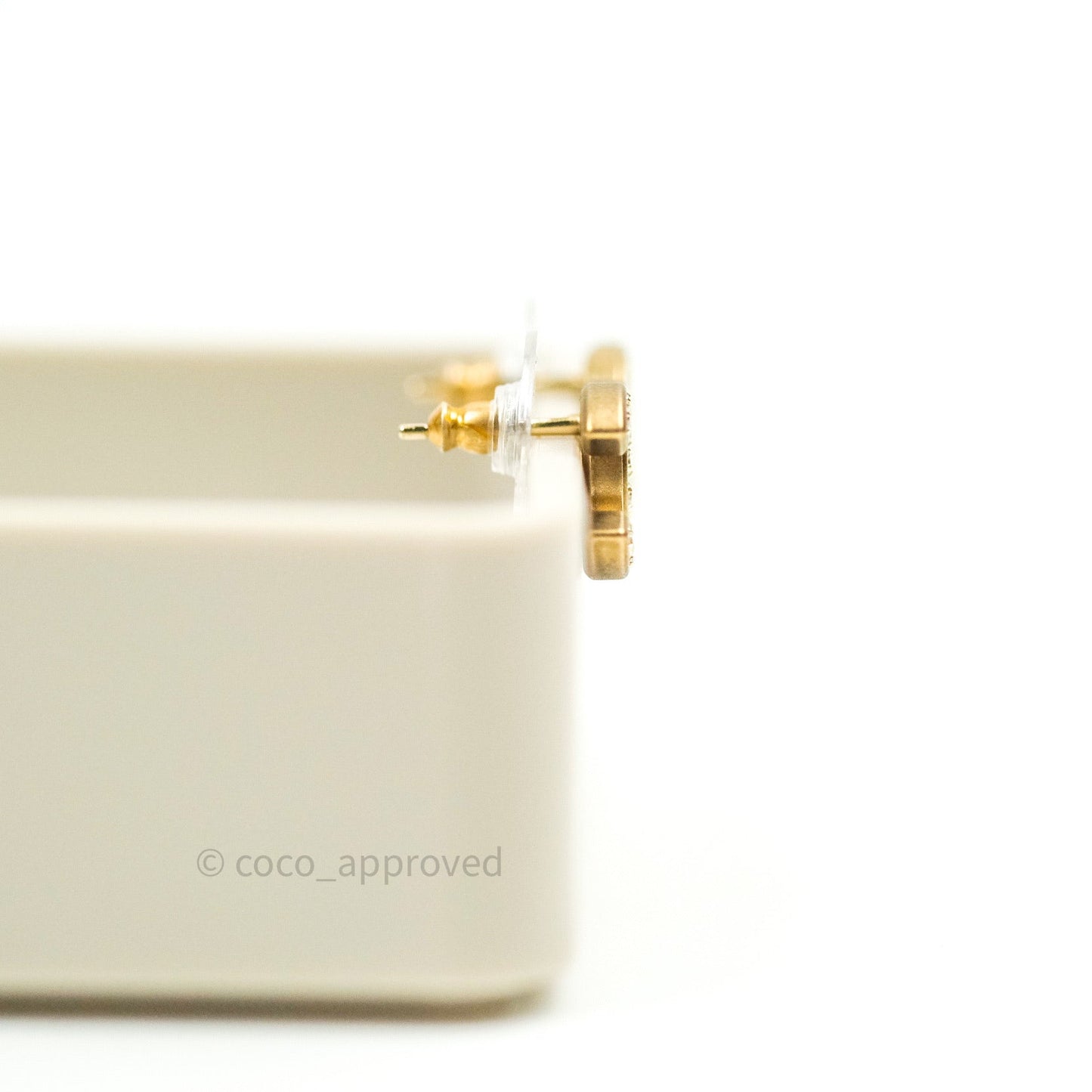 Chanel Crystal CC Earrings Gold Tone