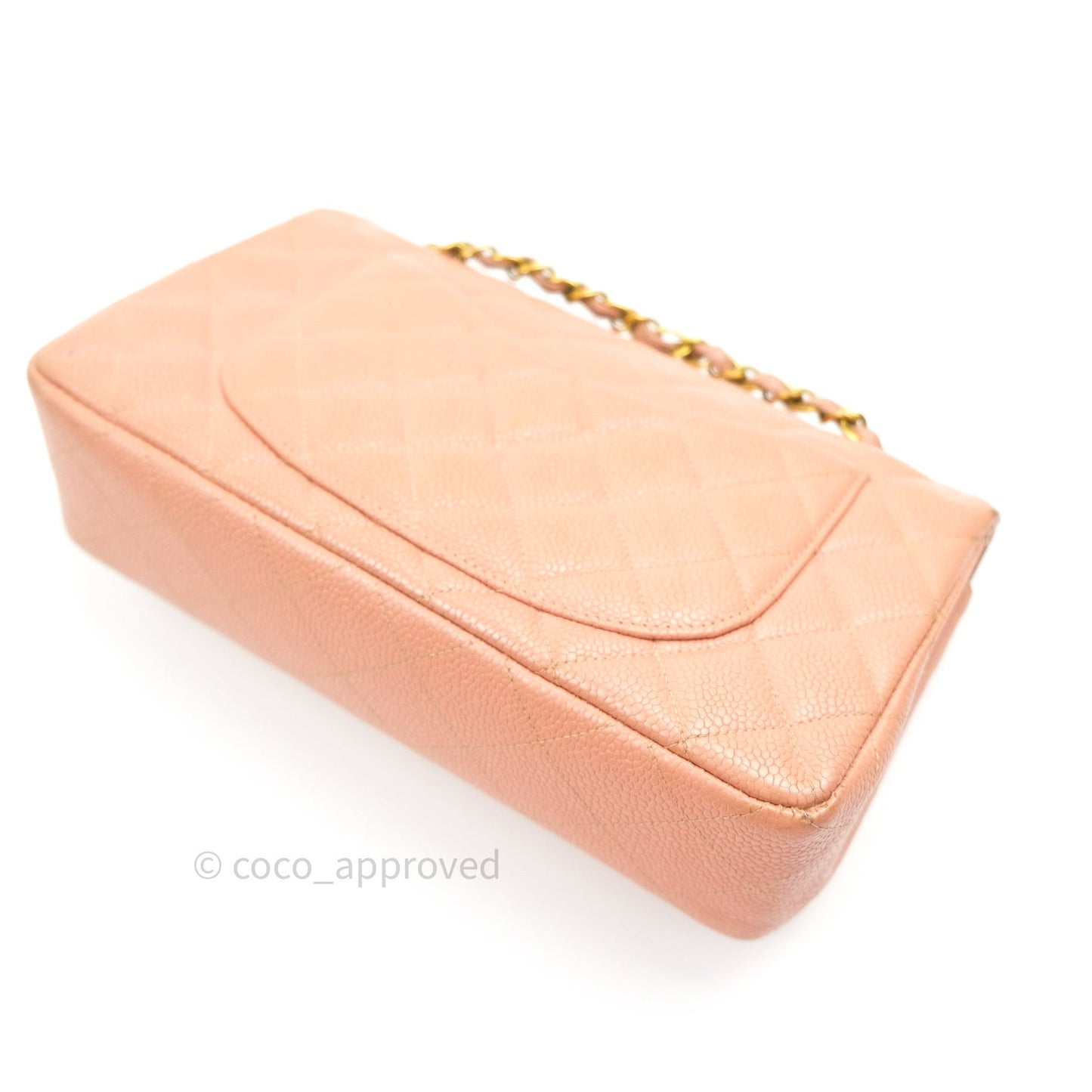 Chanel Vintage Classic Double Flap S/M Small Peach Beige 24K Gold Hardware