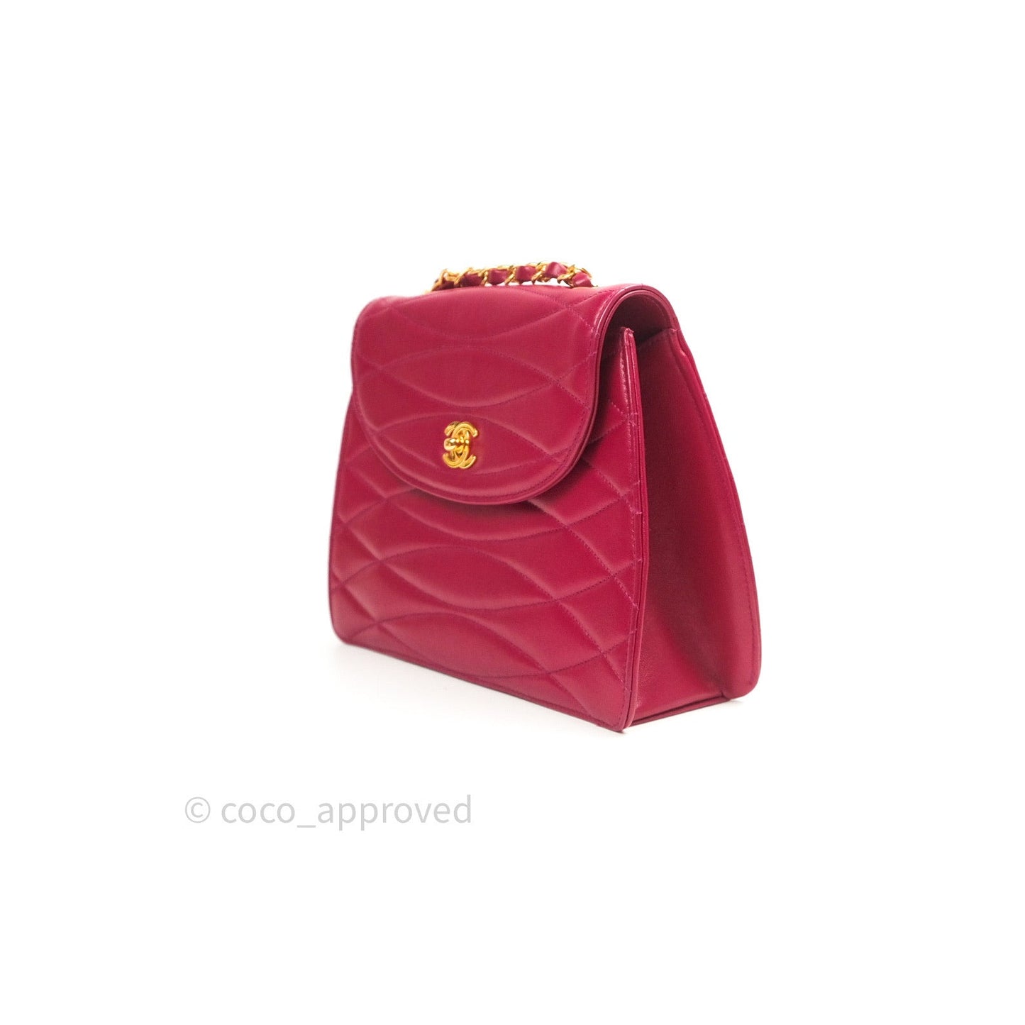 Chanel Vintage Dark Red Pink Lambskin 24K Gold Hardware