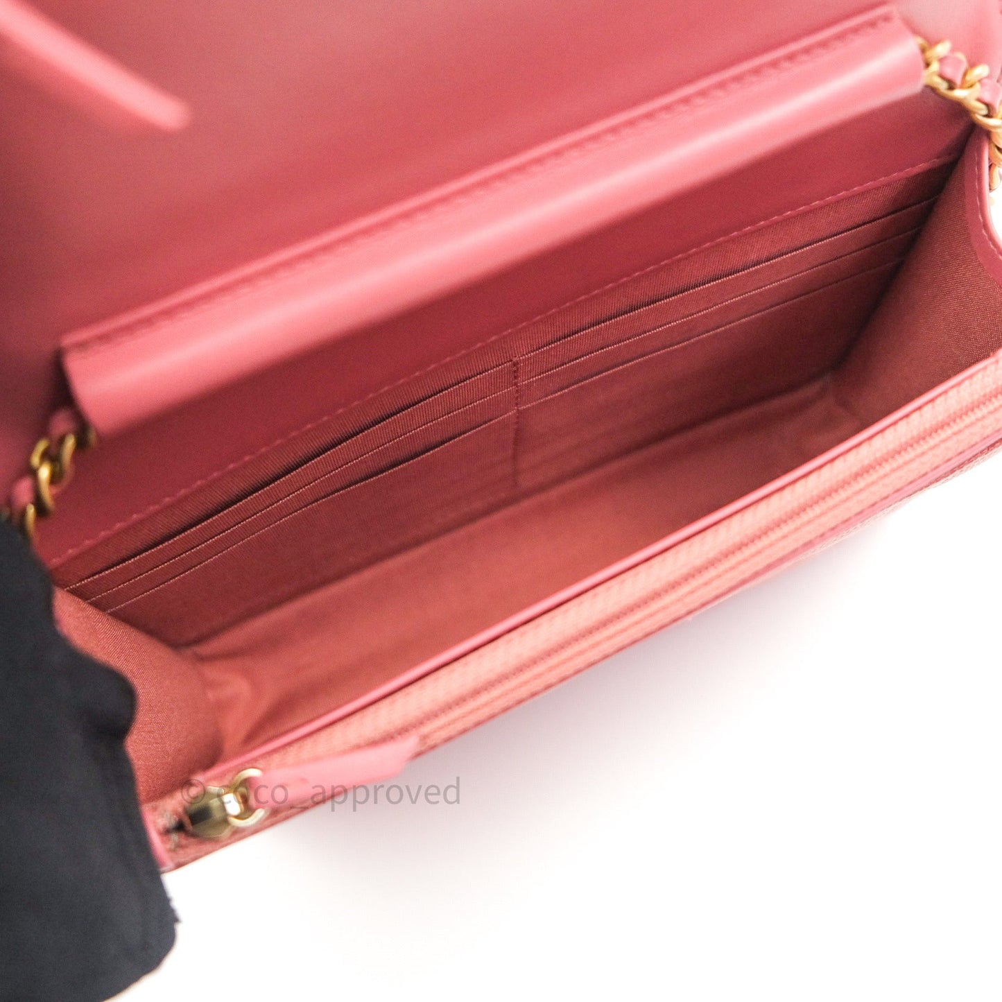 Chanel Filigree Wallet on Chain WOC Pink Caviar Gold Hardware