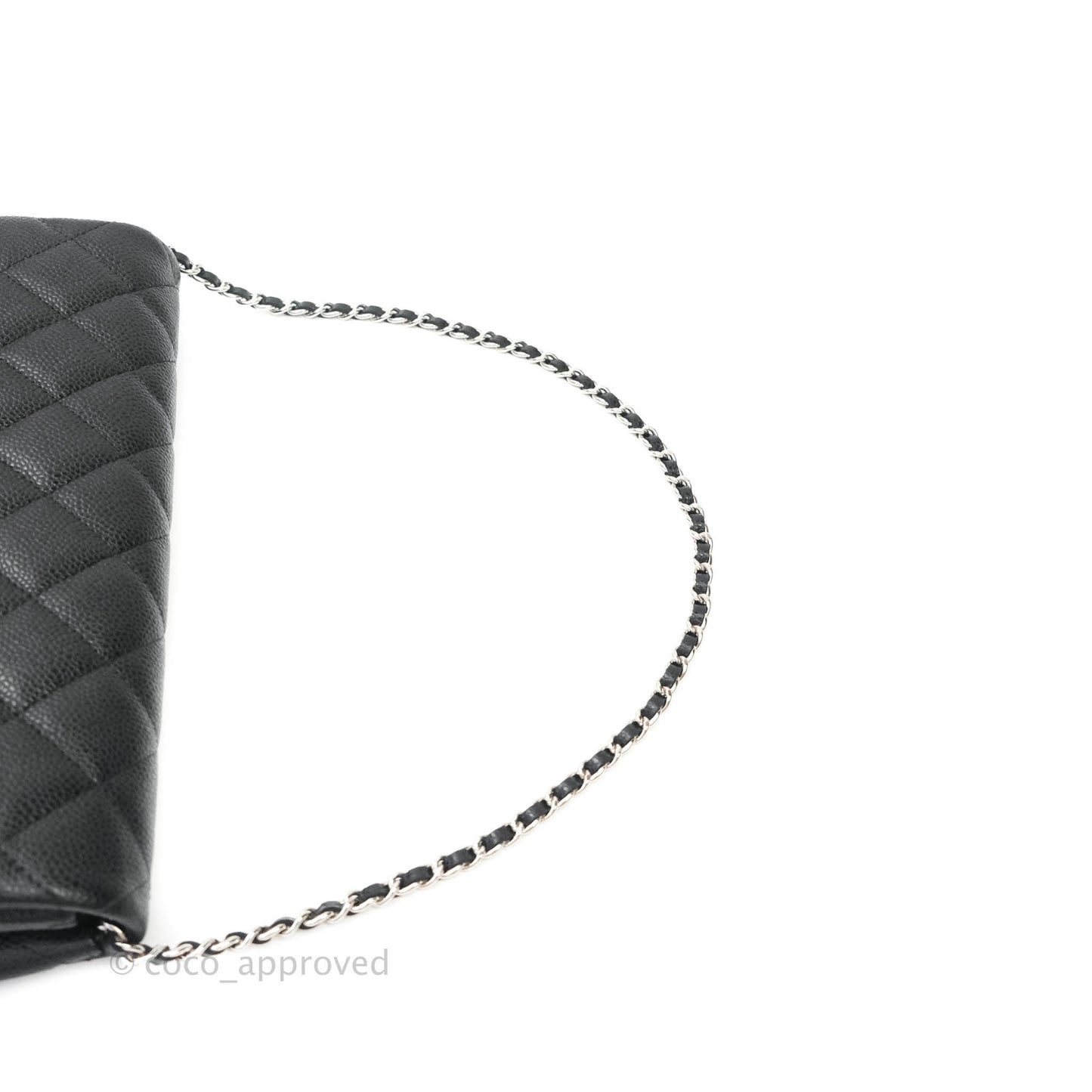 Chanel Quilted Clutch with Chain Black Caviar Silver Hardware