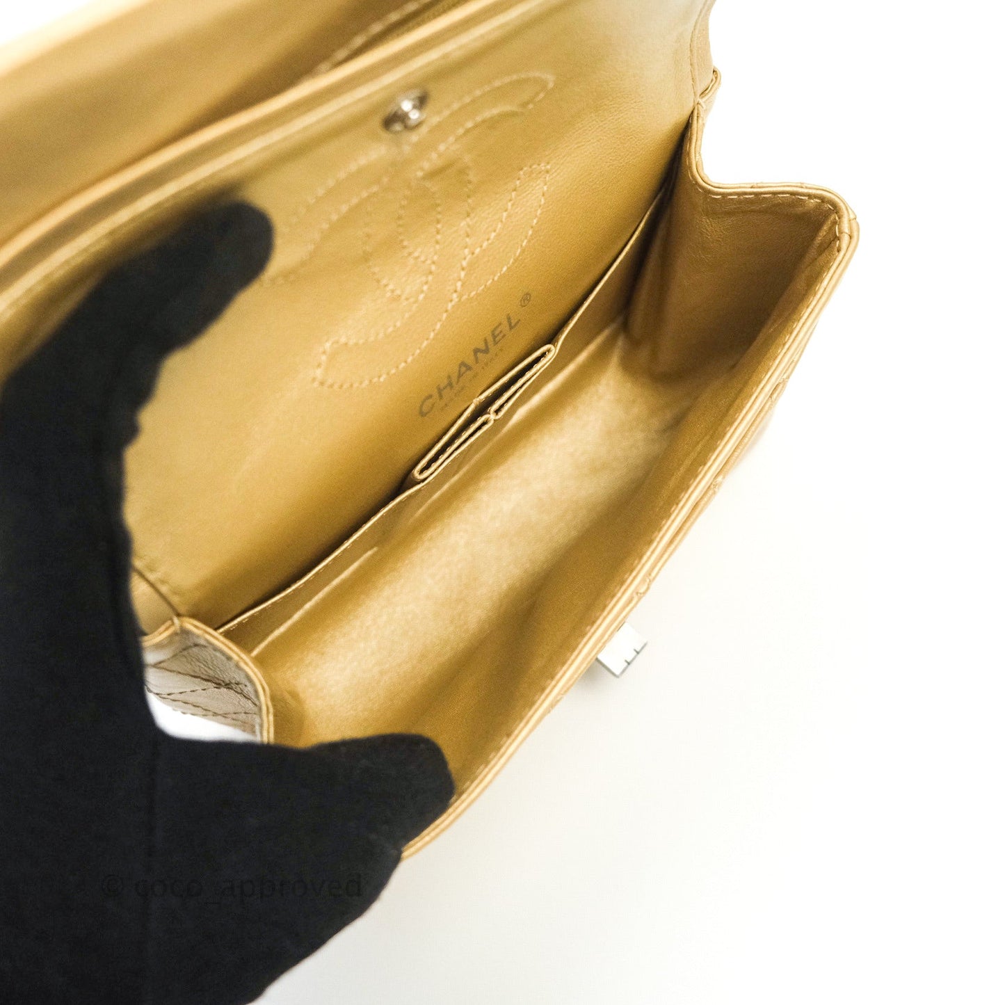 Chanel Mini Reissue 224 Gold Aged Calfskin Ruthenium Hardware