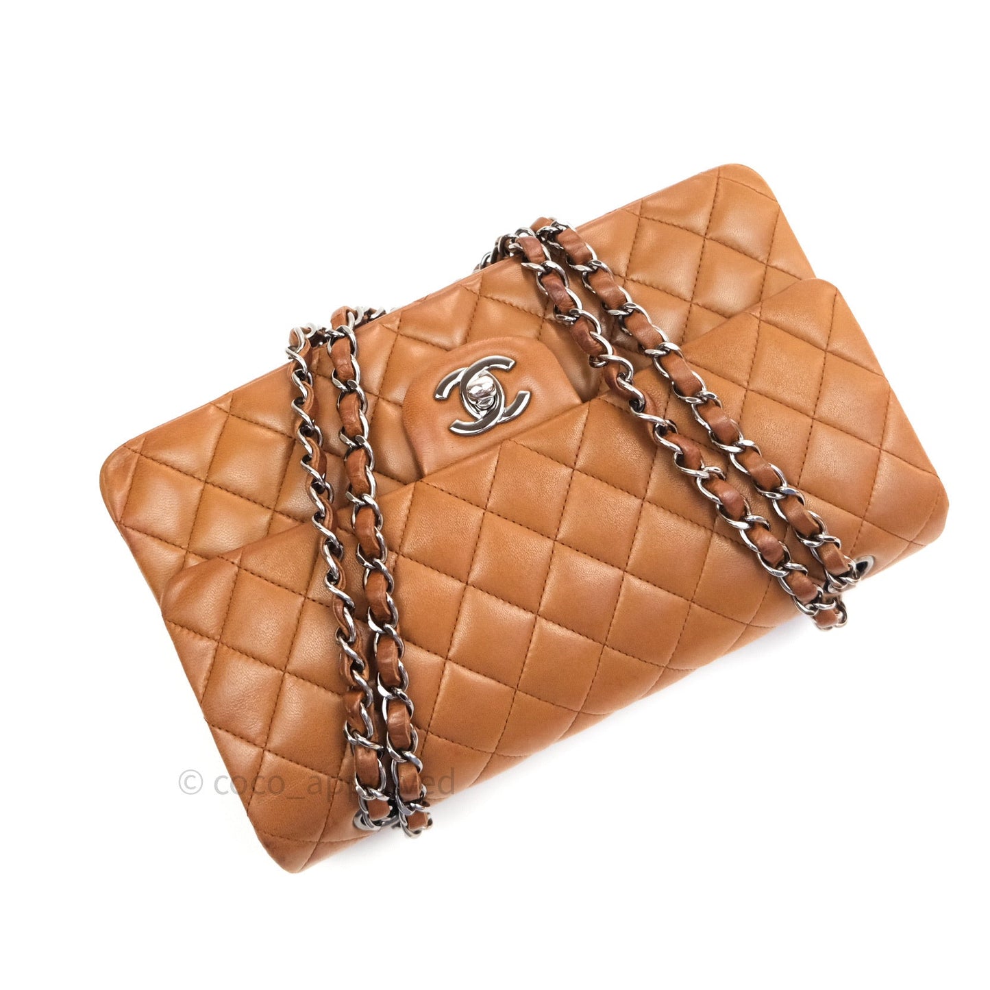 Chanel Classic M/L Brown Lambskin Silver Hardware