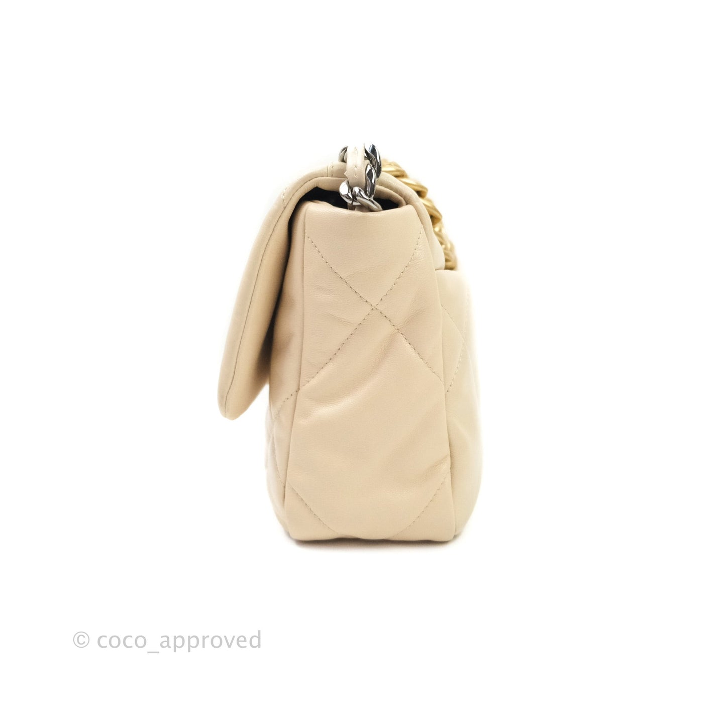 Chanel 19 Small Beige Goatskin Mixed Hardware