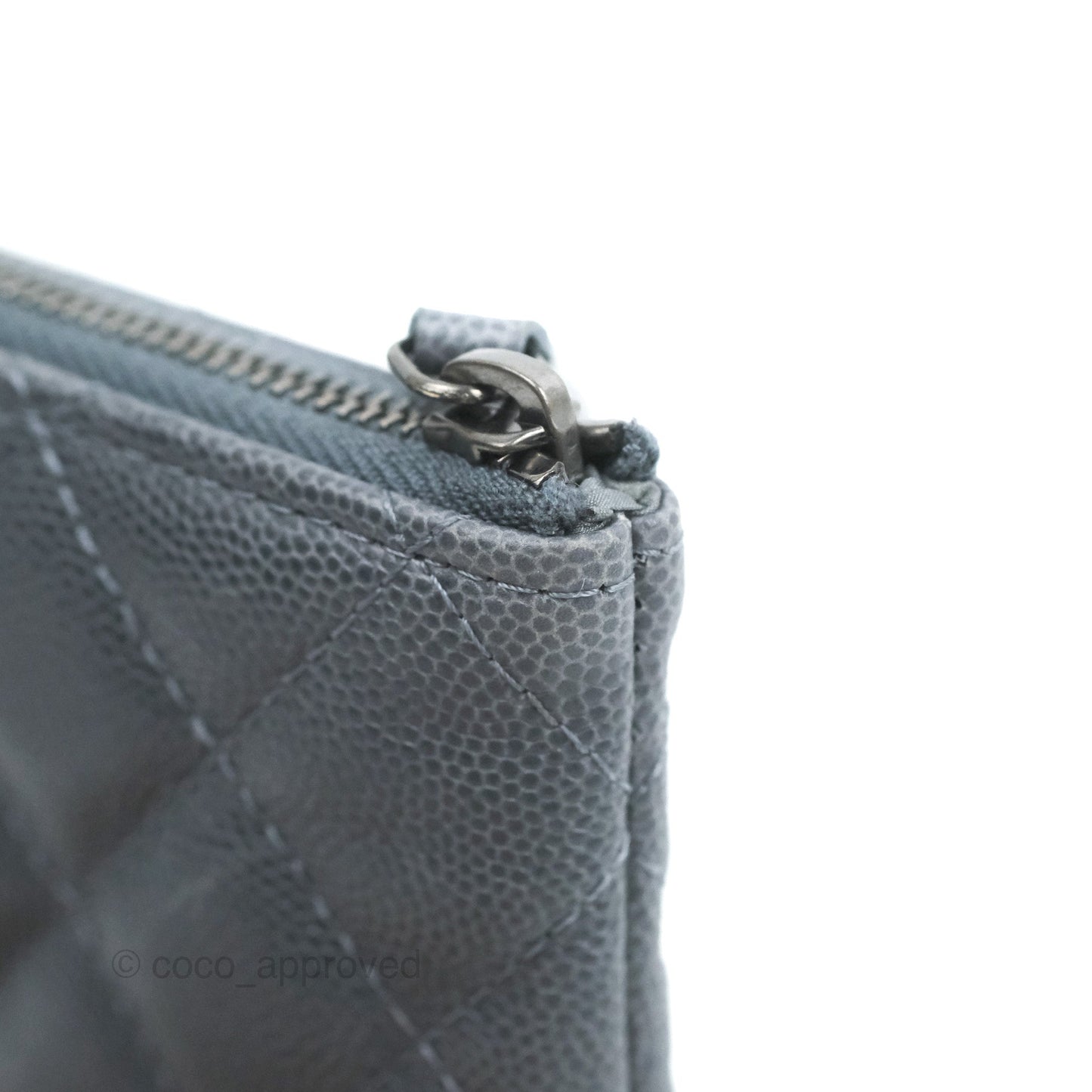 Chanel Quilted Mini O Case Dark Grey Blue Caviar Ruthenium Hardware