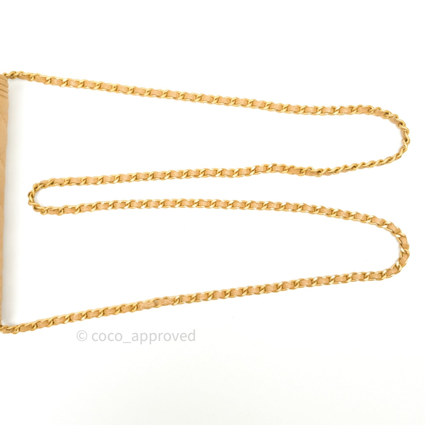 Chanel Quilted Boy Wallet on Chain WOC Beige Caviar Gold Hardware