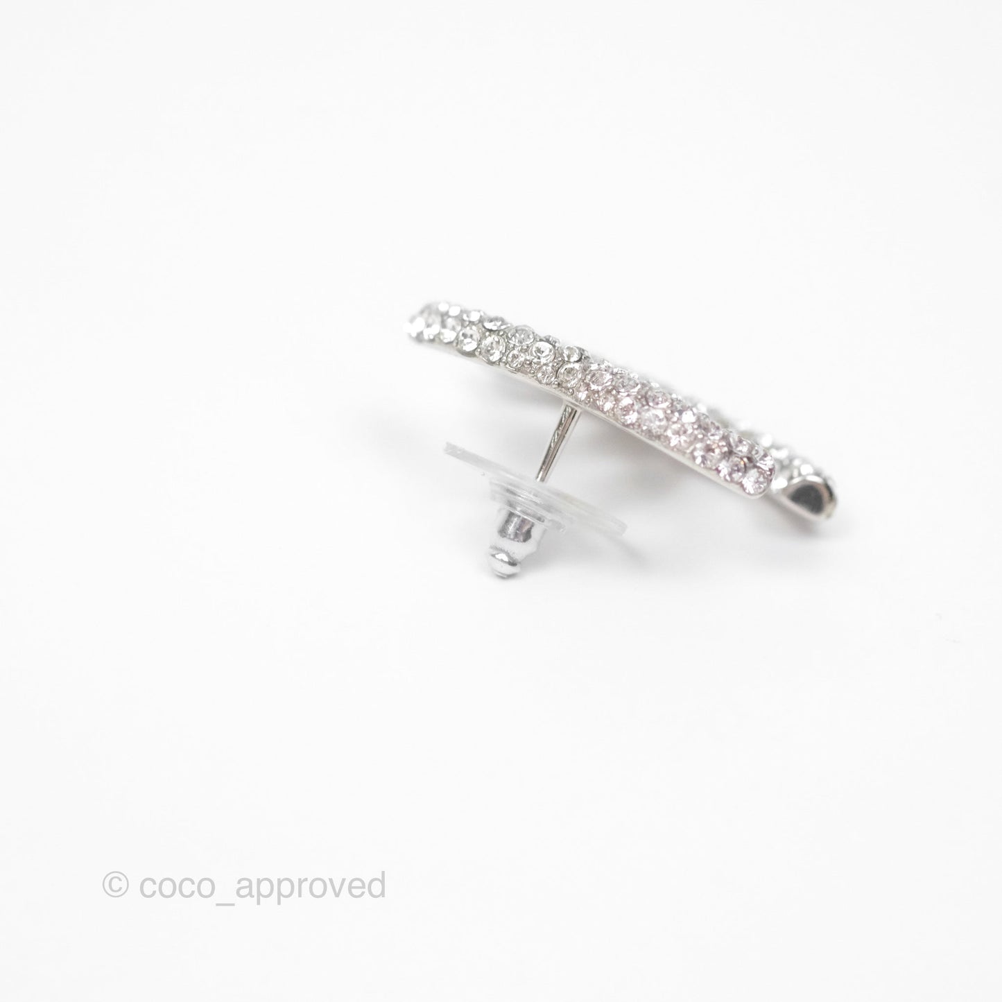 Chanel Crystal CC Earrings Silver Tone 21C