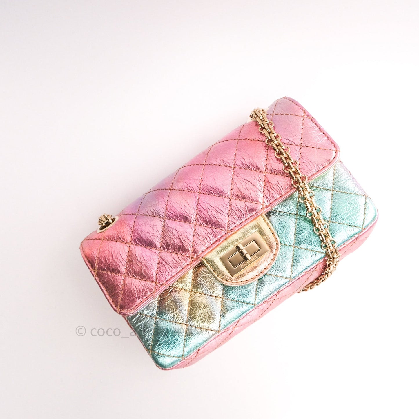 Chanel Mini Reissue 224 Rainbow Quilted Calfskin Gold Hardware